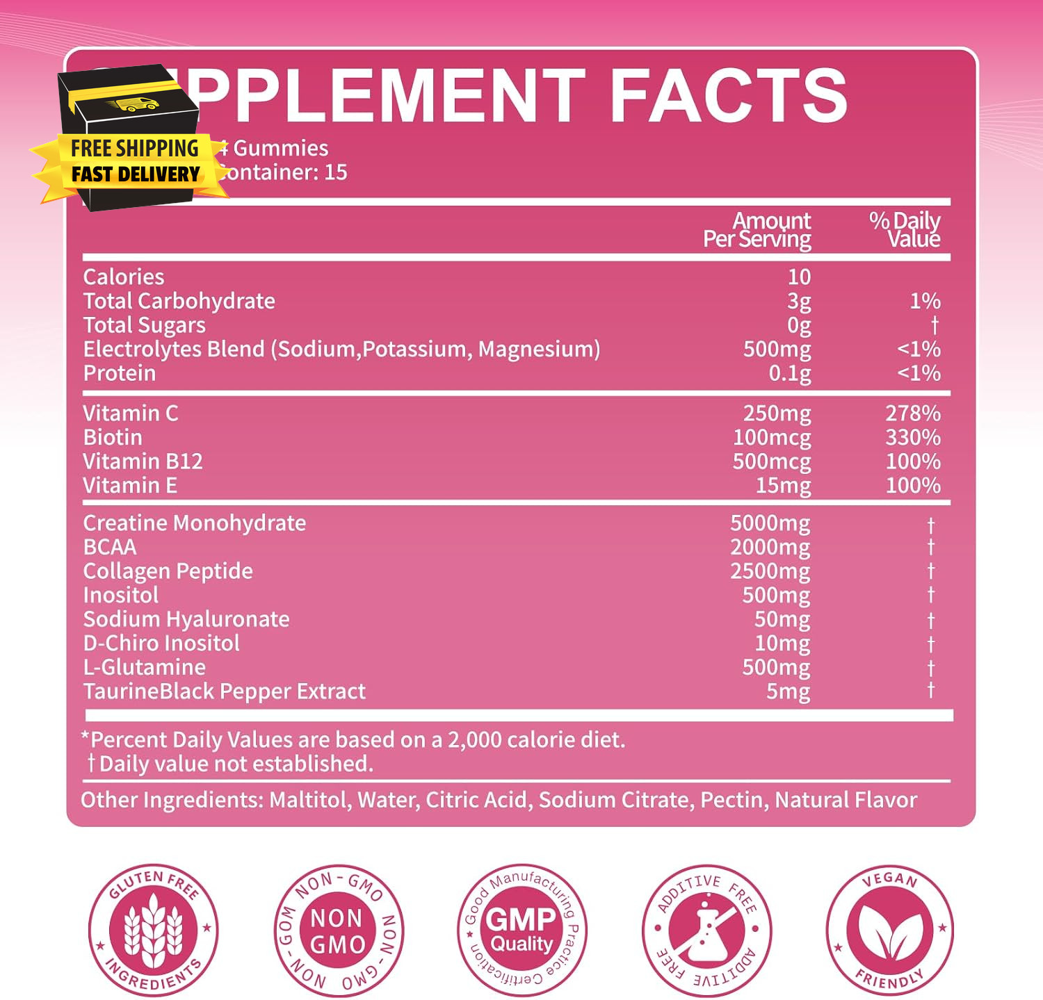 Sugar Free Creatine for Women, Creatine Monohydrate Gummies with Collagen,Energy