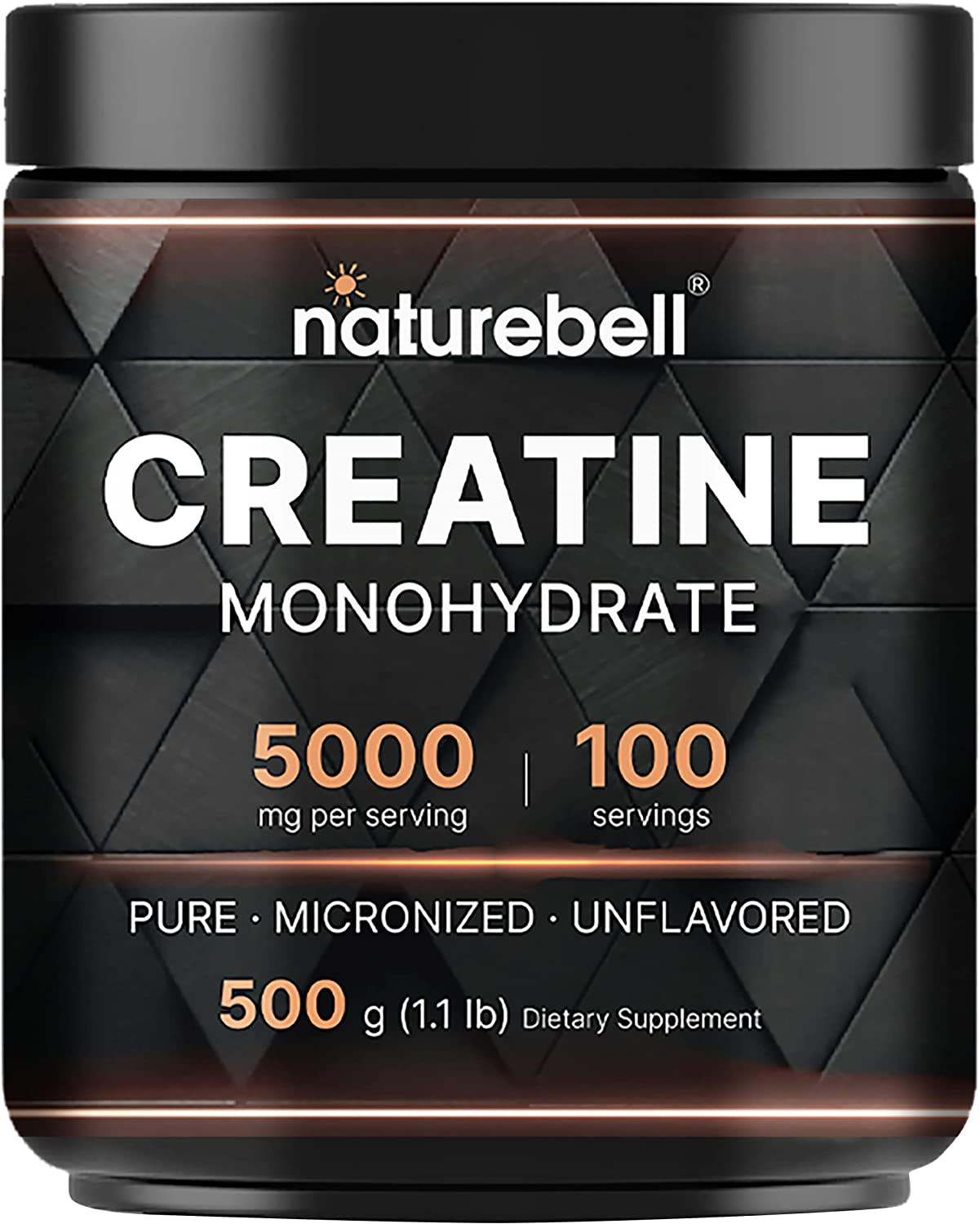 NatureBell Creatine Monohydrate Powder 500g, 5000mg Per Serving Pure Pre Workout