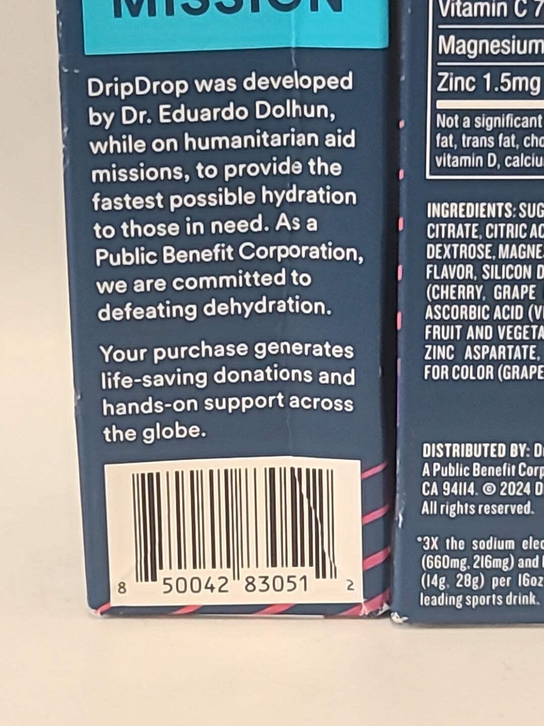 2x Drip Drop Dehydration Relief JUICY VARIETY Powder 8 Stick EXP 10/28