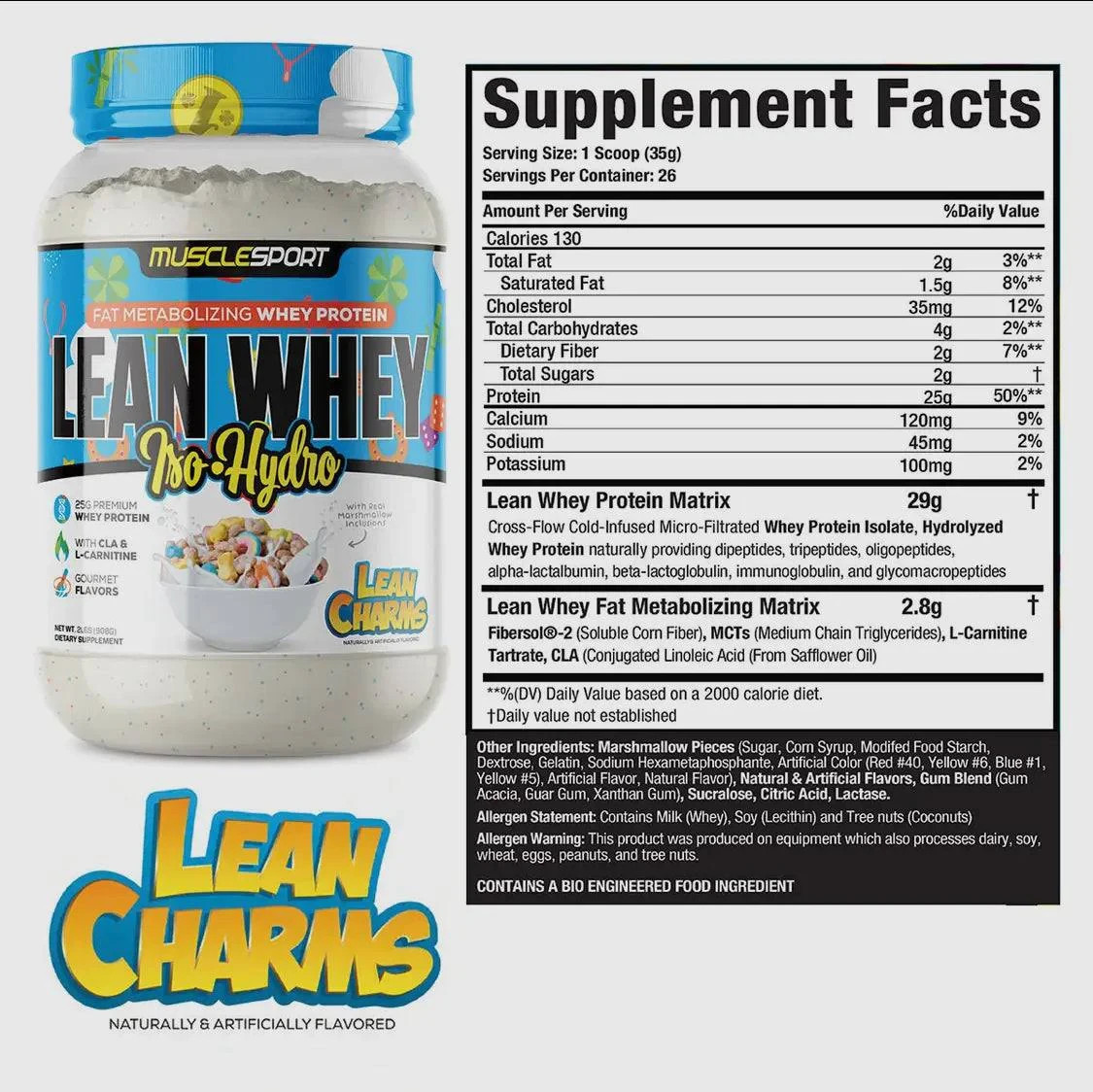 Lean Whey, Iso-Hydro, LEAN CHARMS, 2 lbs (908 g)