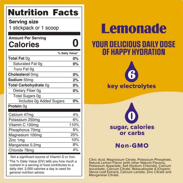 Daily Hydration Electrolyte Stick Packs – Lemonade: Powdered Mix for Hydration