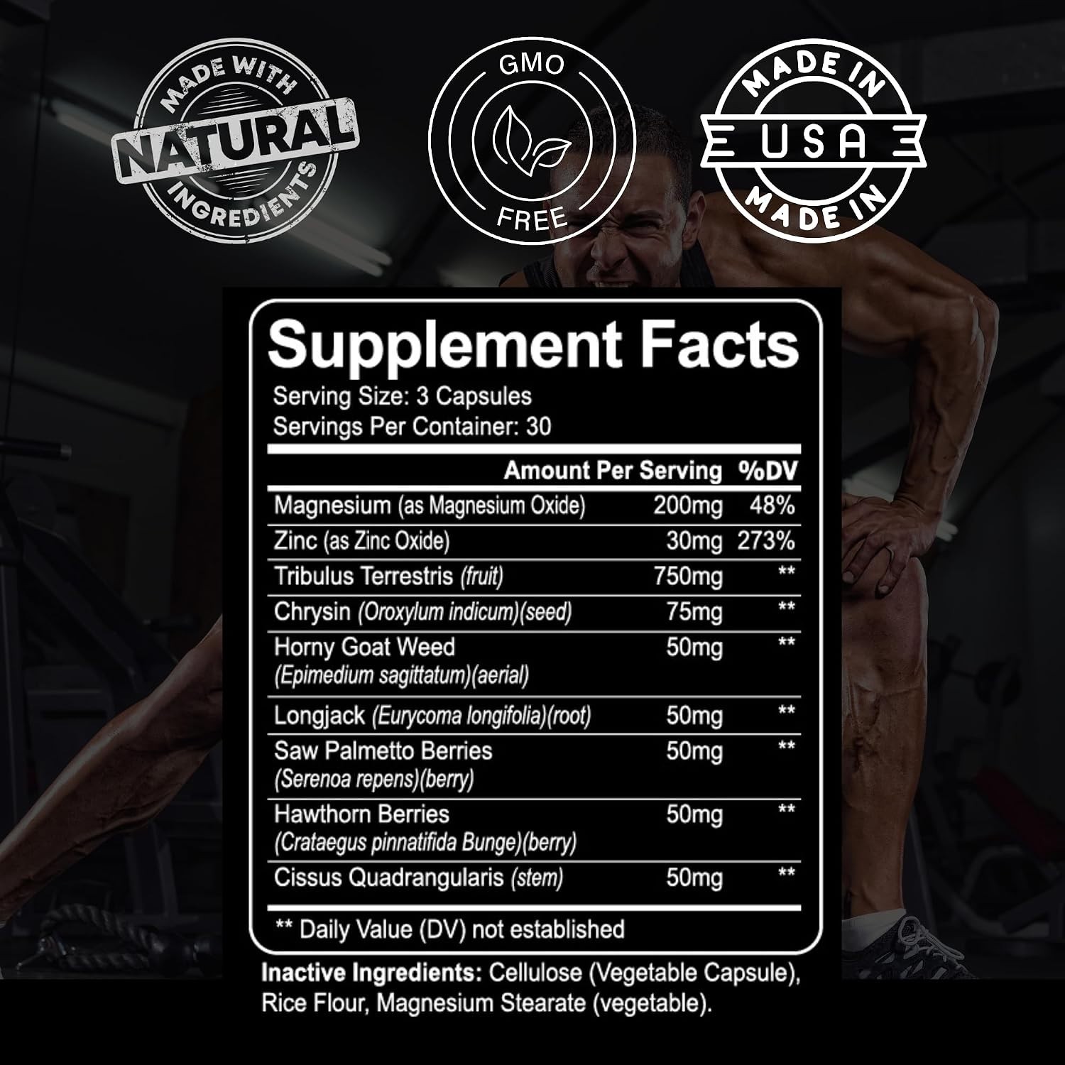 Men’s Testosterone Booster with Tribulus Terrestris – 90 Capsules for Vitality