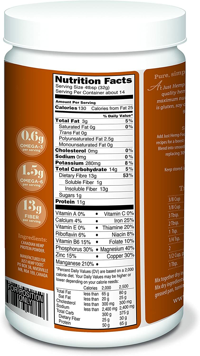 Just Hemp Foods Hemp Protein Powder Plus Fiber 16 oz Non-GMO 2025