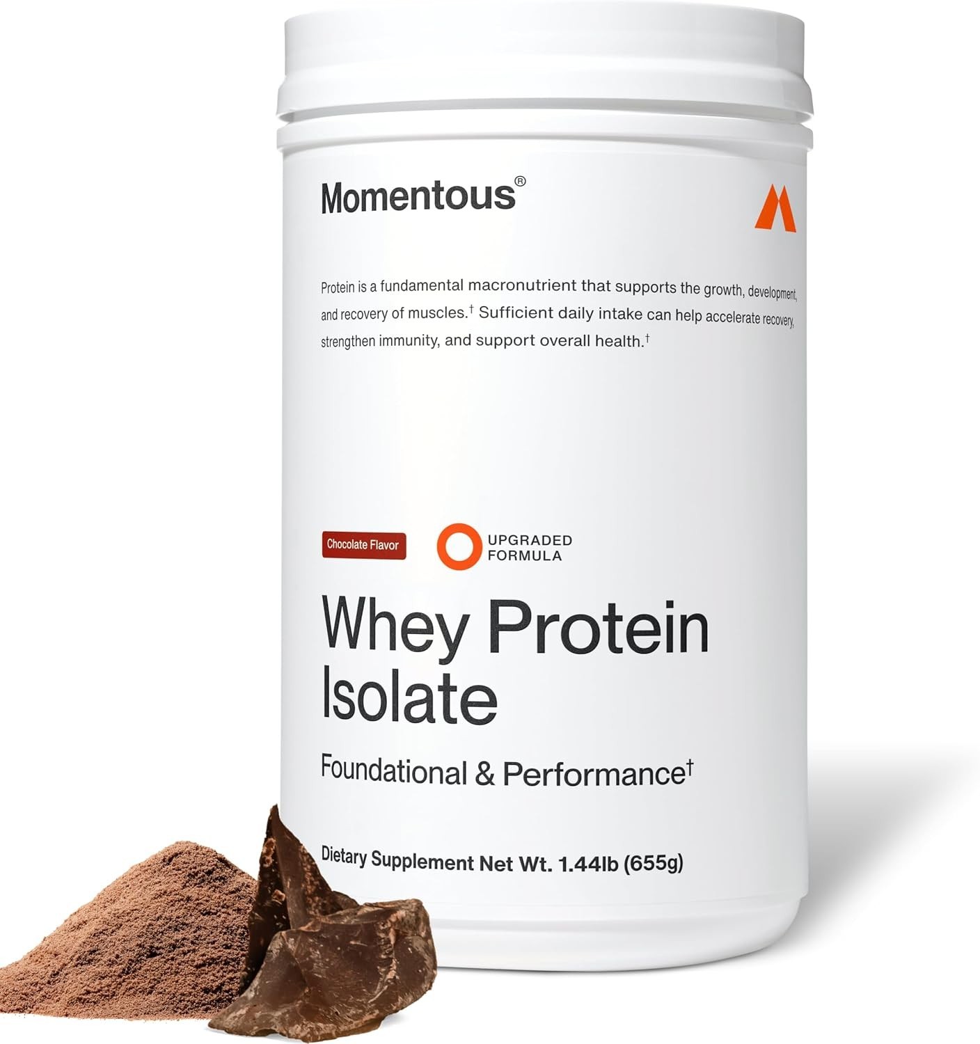 Momentous Grass-Fed Whey Protein Powder 20g Isolate NSF Certified Sport
