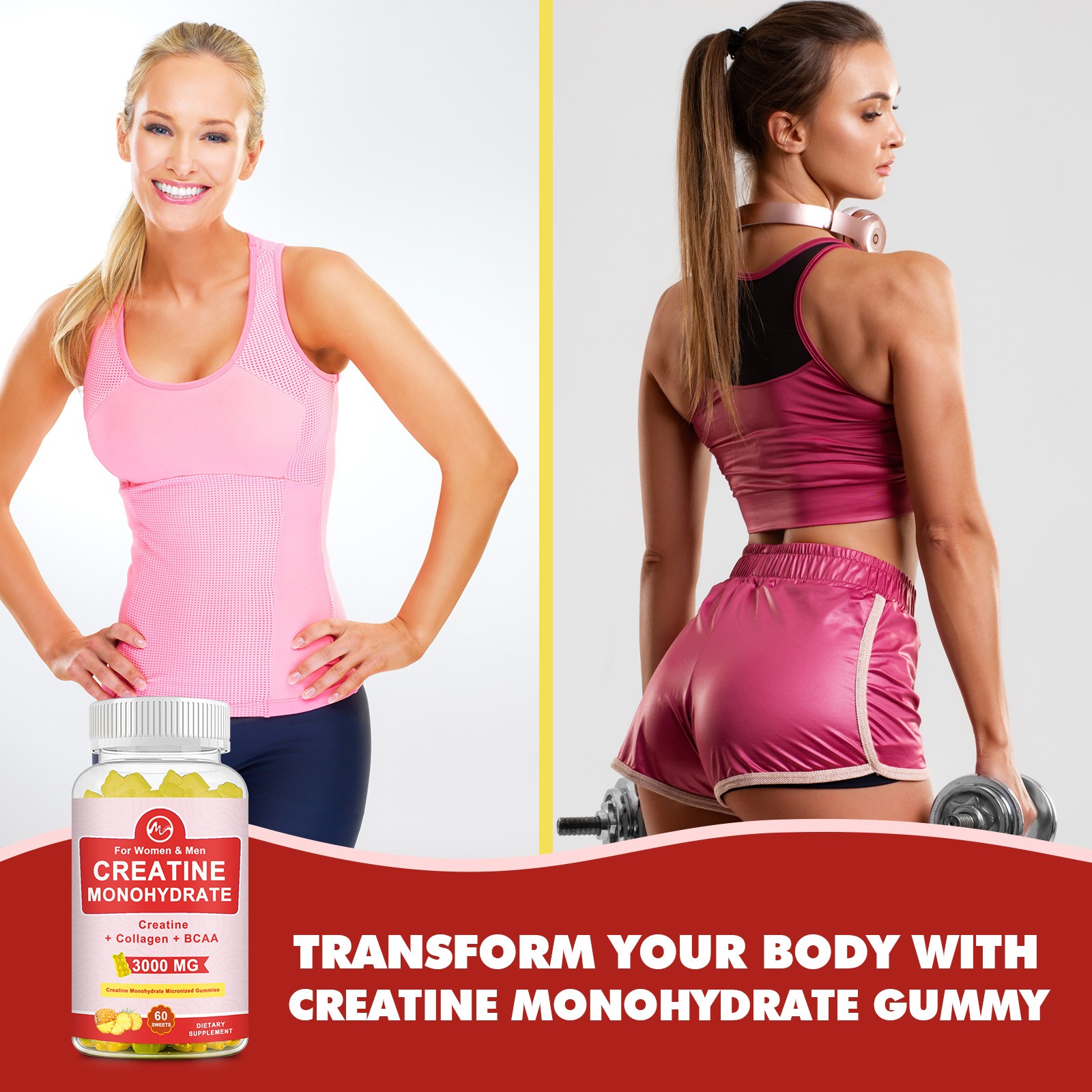 Creatine Monohydrate Gummies 3000mg Enhance Muscle Strength & Endurance