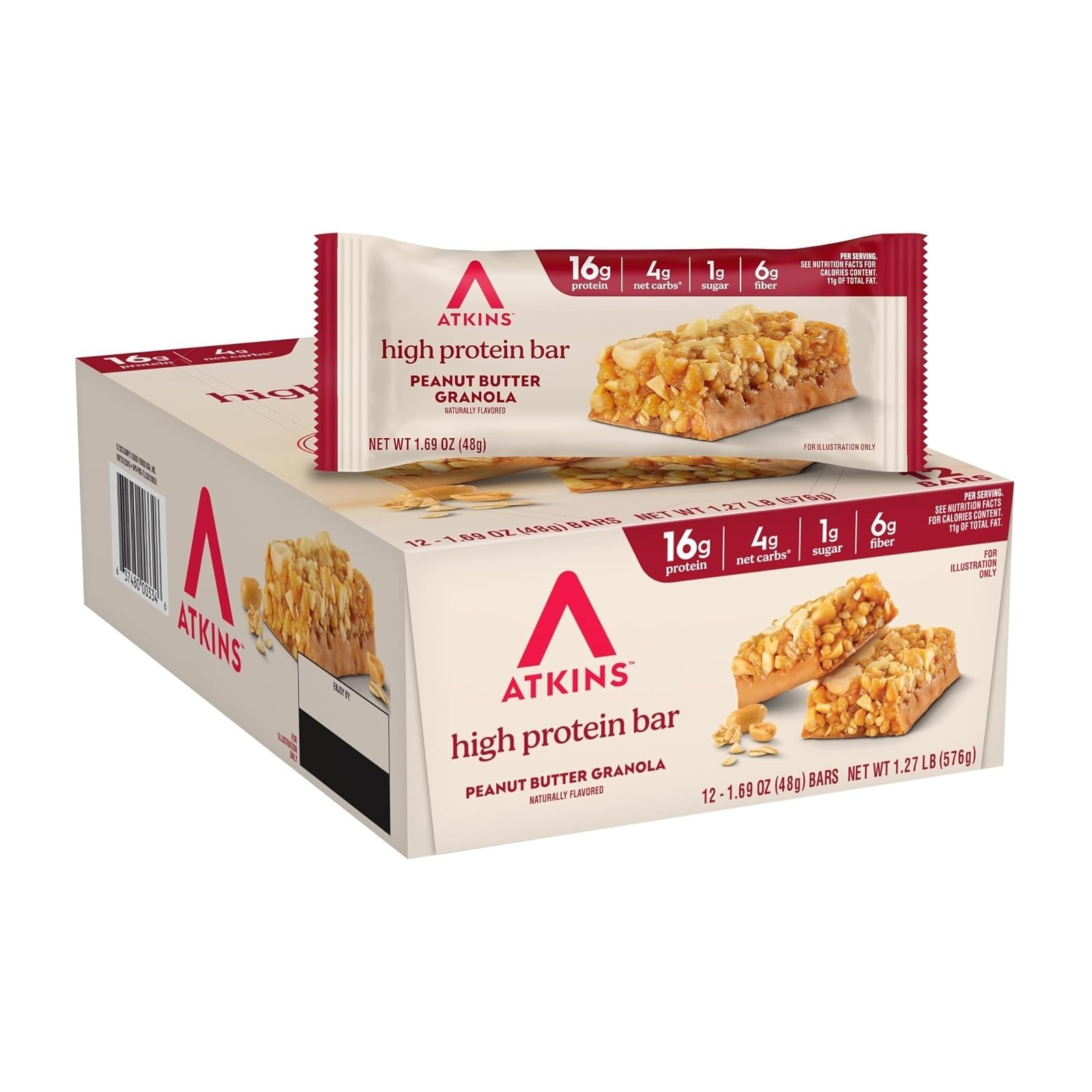 Atkins Chocolate Peanut Butter Pretzel Protein Bar – 16g Protein, Keto Friendly