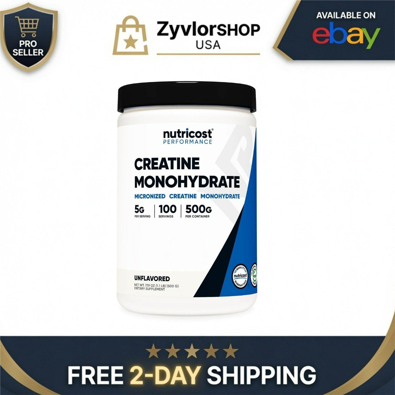 Nutricost Creatine Monohydrate Powder 500G | 100 Servings | Unflavored