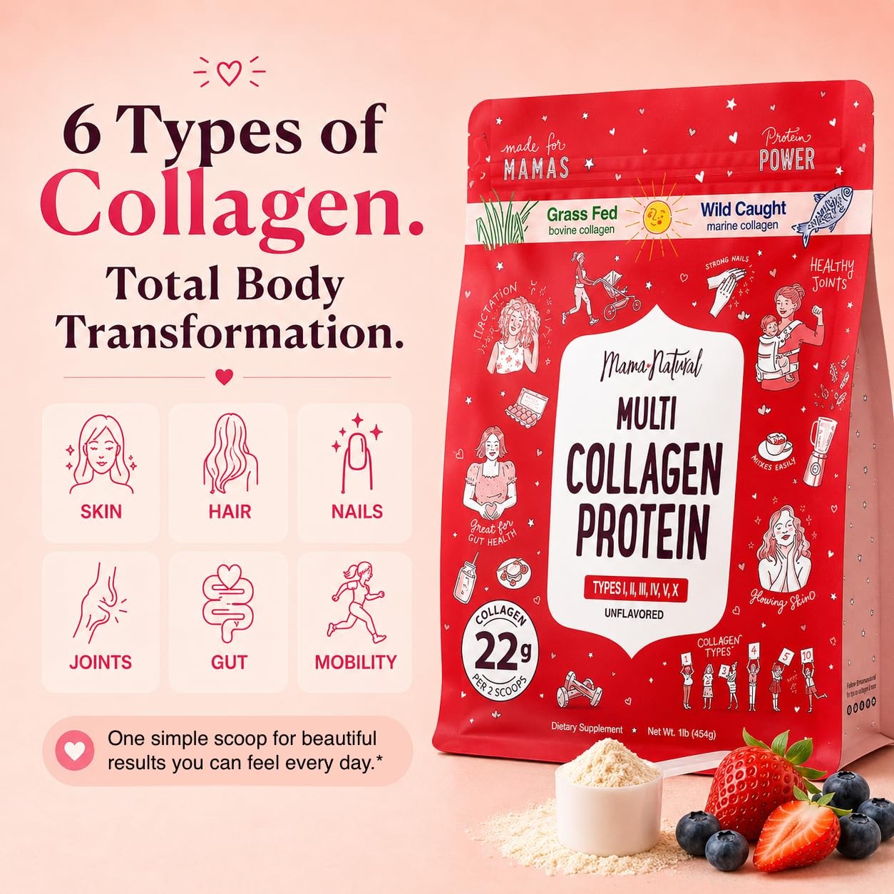 Multi Collagen Protein Powder Type 1, 2, 3, 4, 5, 10 20 Servings (Pack of 1)