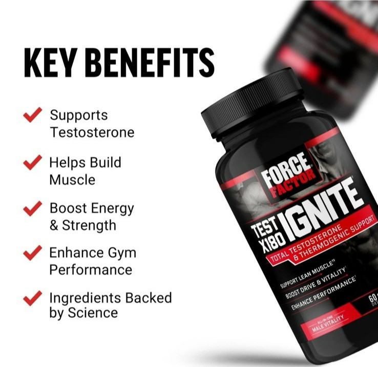 Force Factor Test X180 Ignite Total Testosterone Booster for Men with Fenugre…