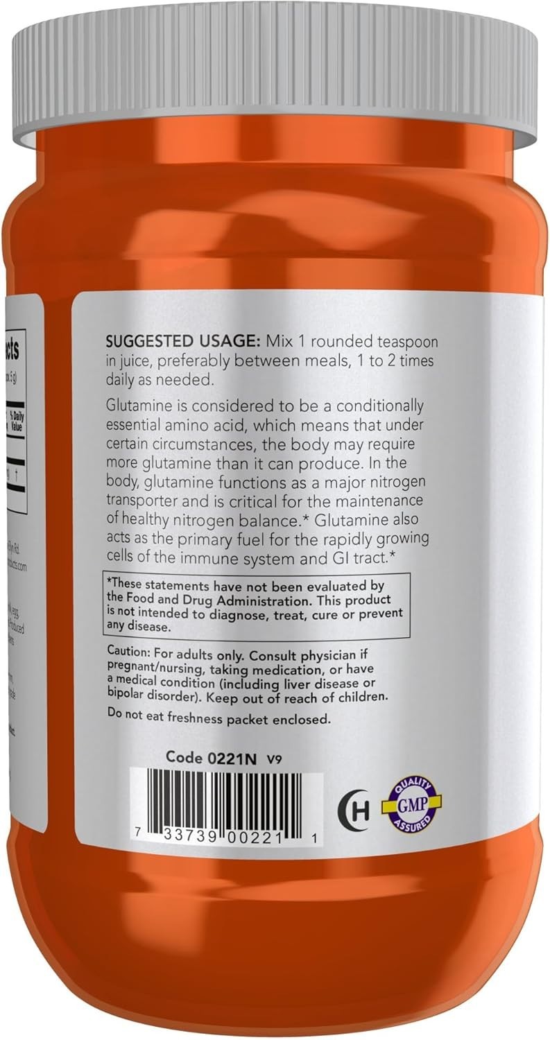 Sports Nutrition L-Glutamine Pure Powder 16oz Unflavored Multivitamin