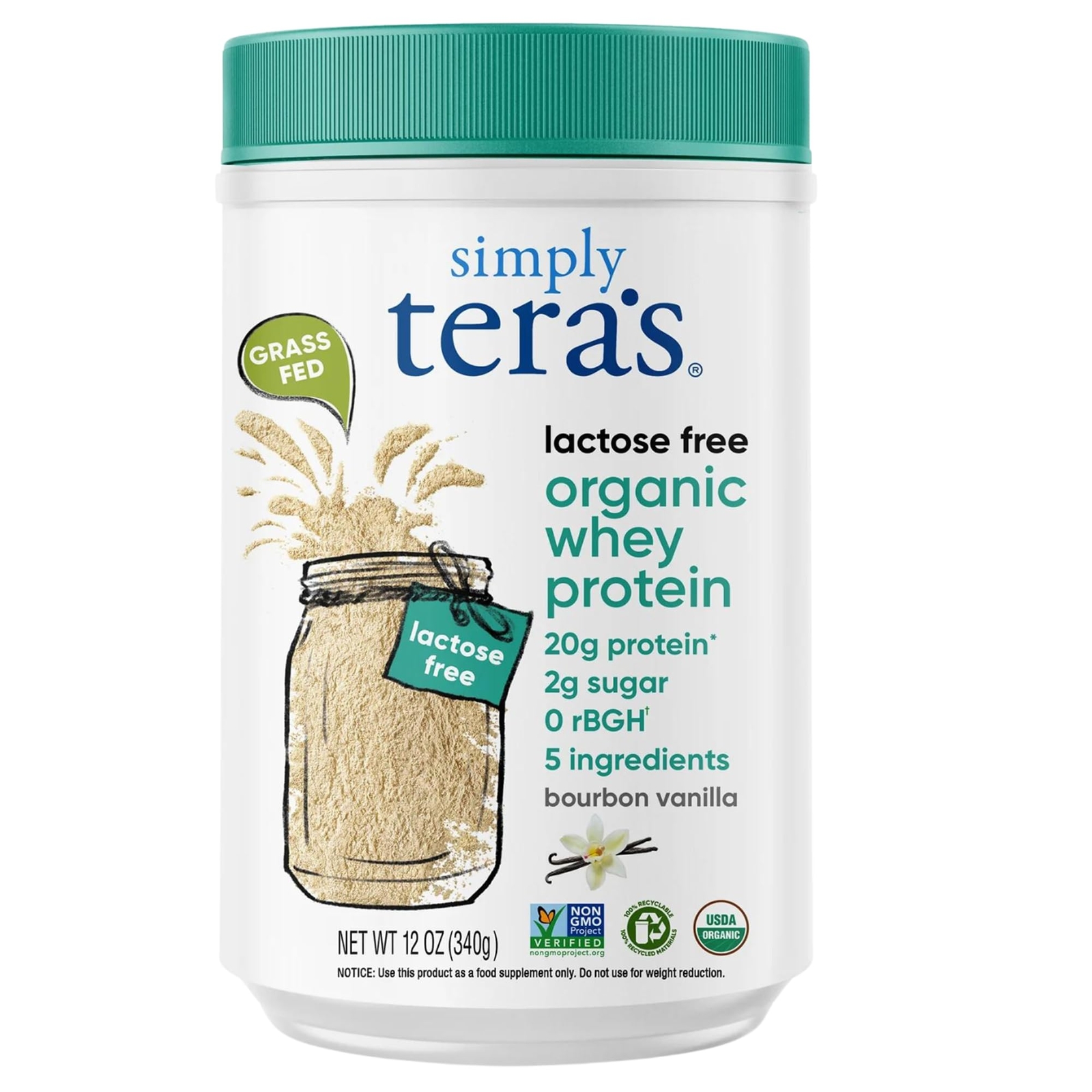 Lactose Free Organic Whey Protein Powder 20g Protein Natural Sweeteners