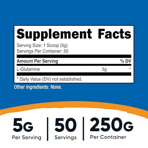 Nutricost L-Glutamine Powder 250 Grams – 50 Servings, Non-GMO, Gluten Free