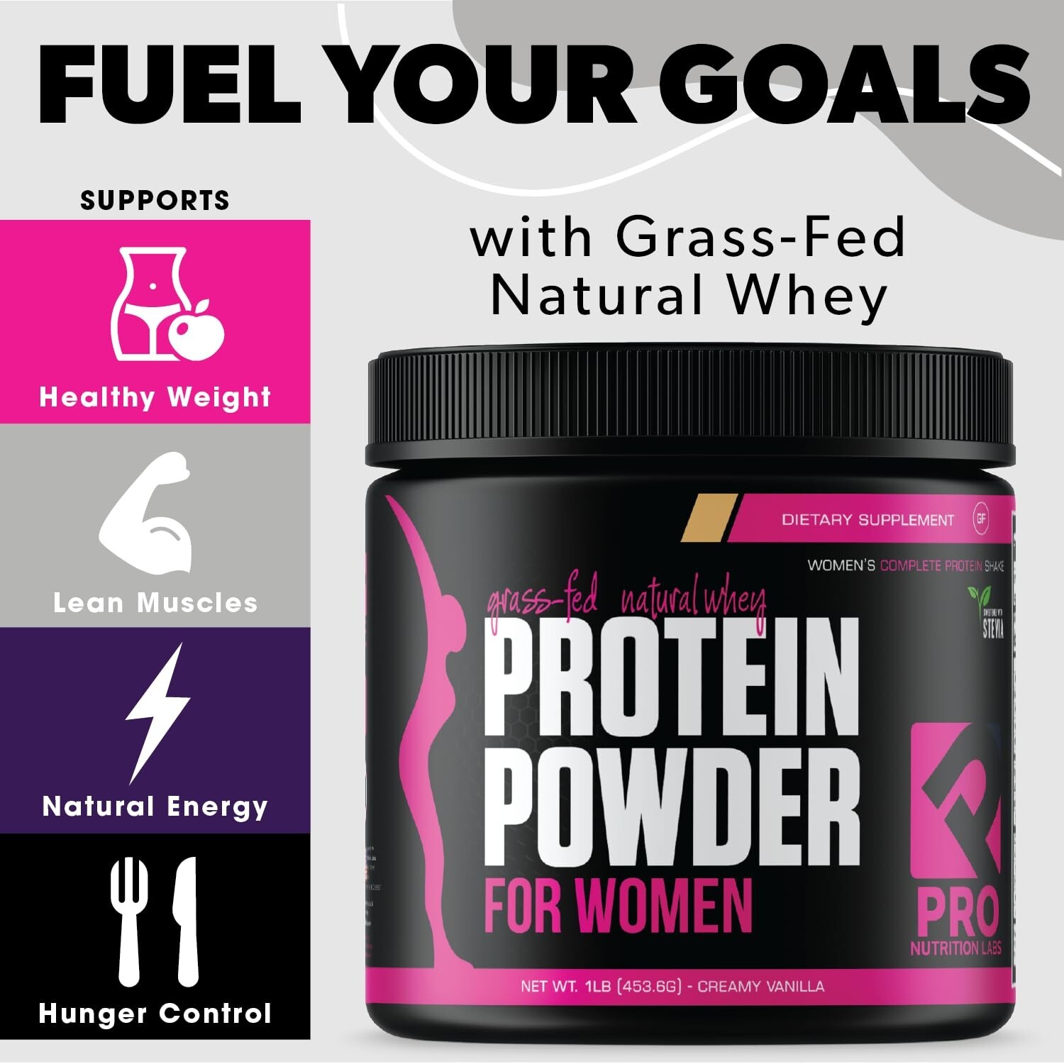 PRO NUTRITION LABS Whey Protein Vanilla Powder for Women Supports Lean Muscle