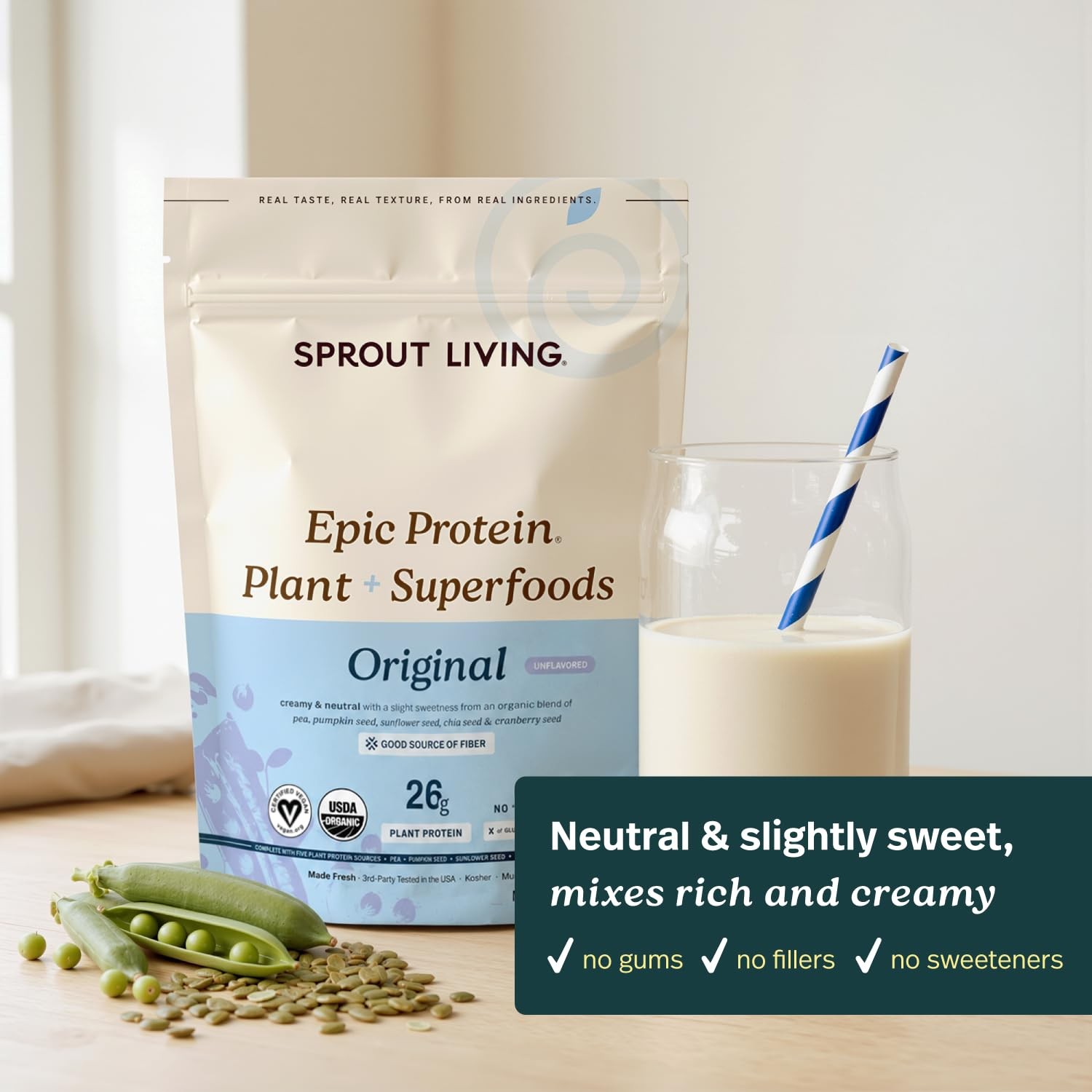 Plant Based Protein & Superfoods Powder, 1 Pound (Pack of 1), Original