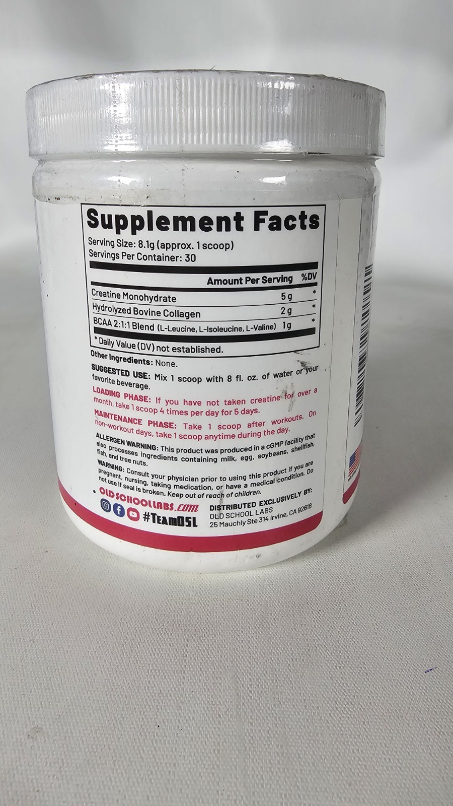 Creatine monohydrate powder For Women 30 Servings 1.1 Ibs Exp: 04/2027