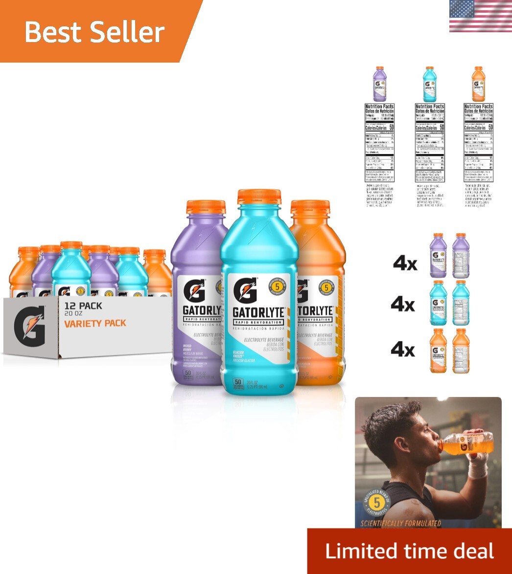 Gatorlyte Rehydration Drink, 12-Pack – Essential Electrolytes and Lower Sugar