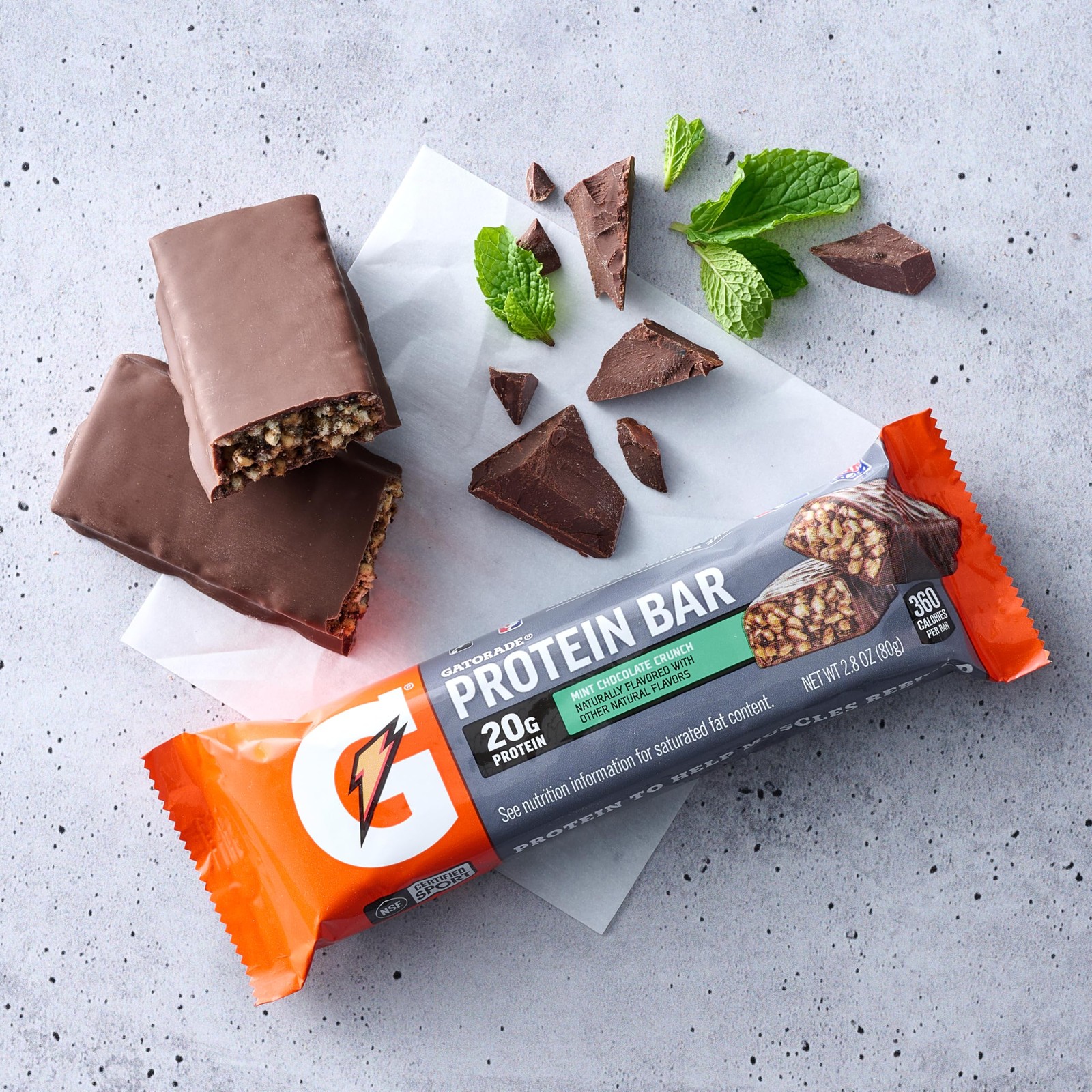 Gatorade Whey Protein Bars, Mint Chocolate Crunch, 2.8 Ounce (Pack of 12)