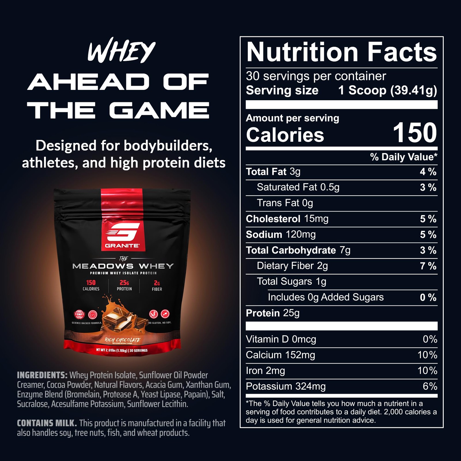 Granite Supplements The Meadows Whey Protein Isolate Protein Powder for Lean …