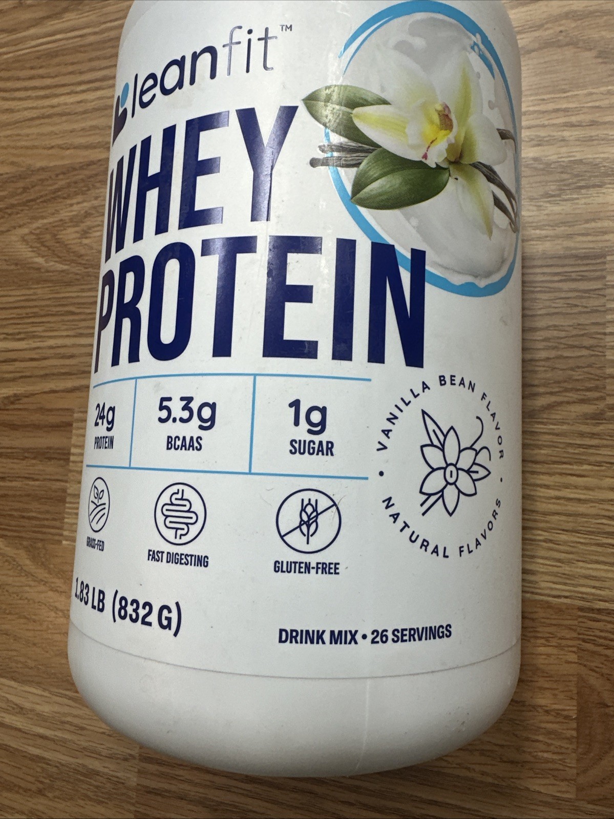 LeanFit WHEY Protein Natural Vanilla Bean Protein Powder 26 Servings 10/27
