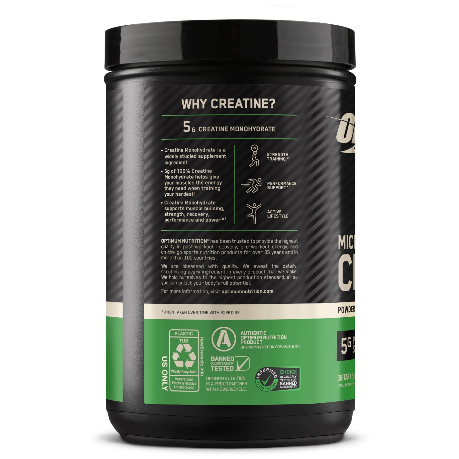 Micronized Creatine Monohydrate Powder – 5g Per Serving, Supports Strength & Rec