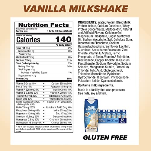 Pure Protein Shake Vanilla 30g 11 oz 4 Pack