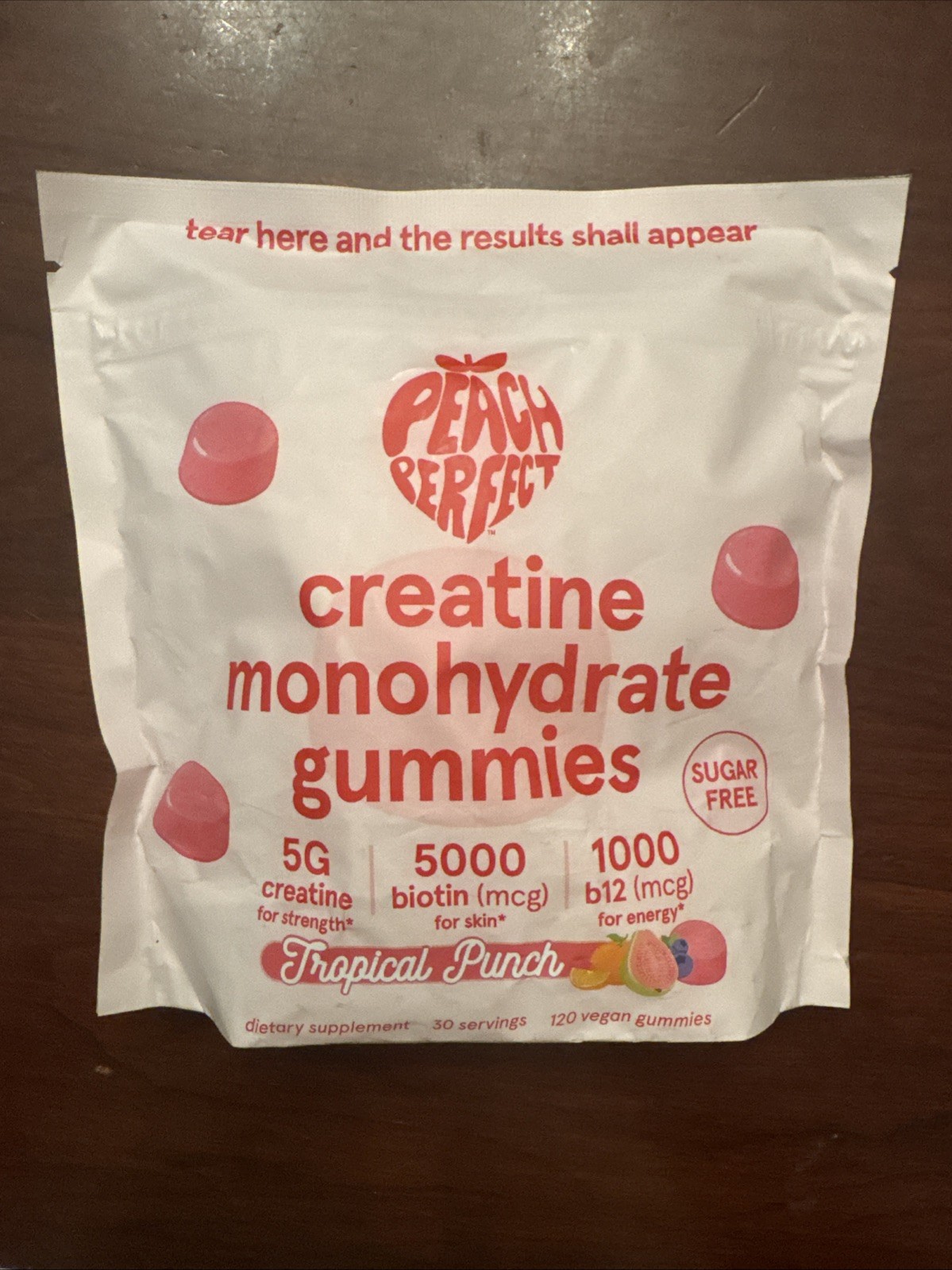Peach Perfect Creatine Gummies 5g Tropical Fruit 30 Servings