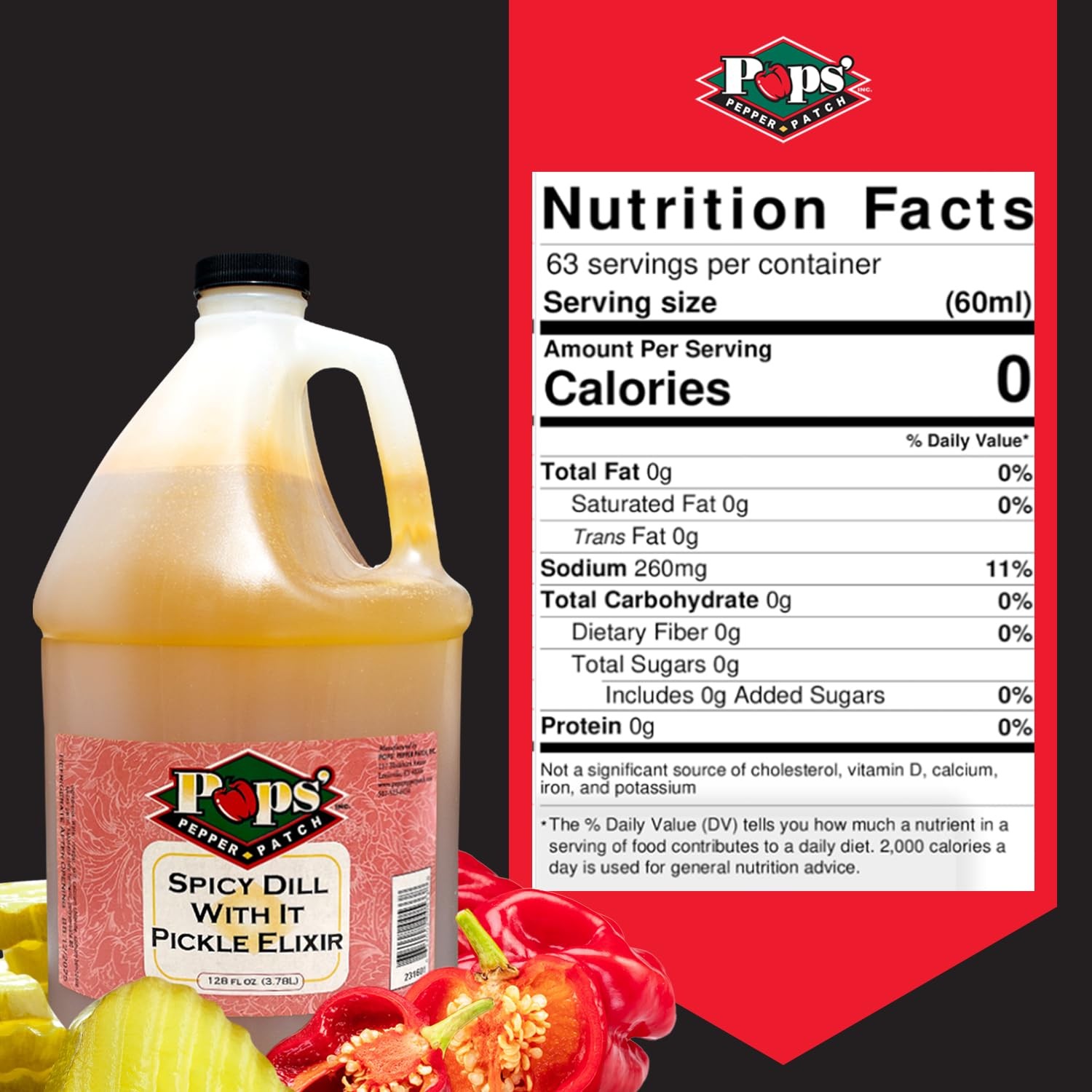 Pops Pepper Patch Spicy Pickle Elixir – Brine for Leg Cramps -…