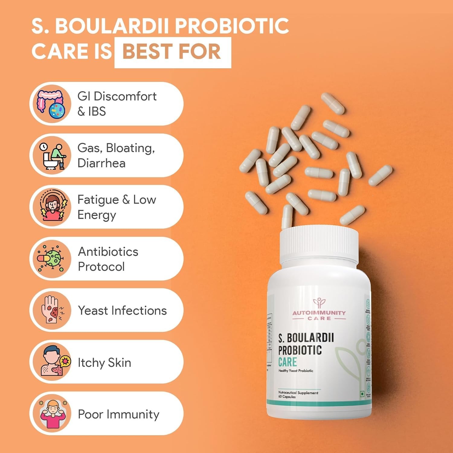 Autoimmunity Care: S. boulardii Probiotic Care | SACCHAROMYCES BOULARDII 60 Cap