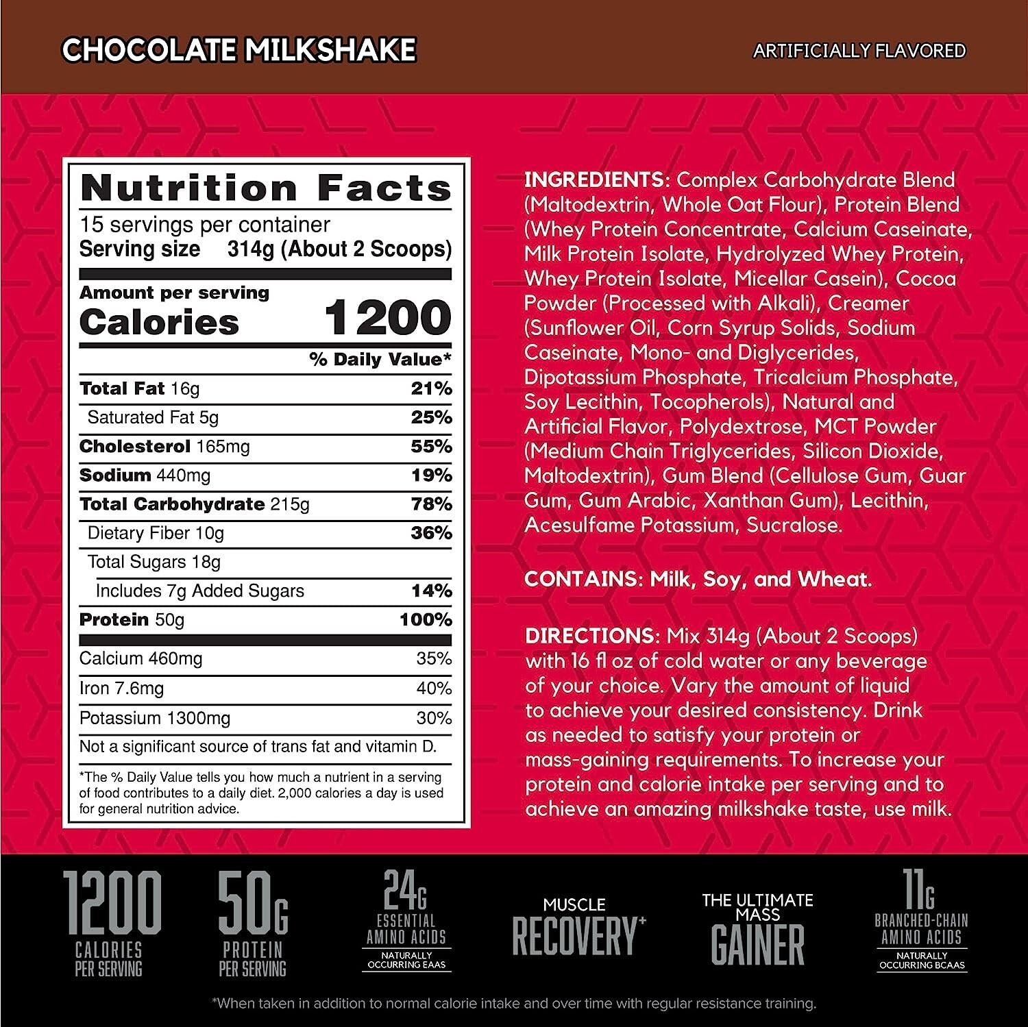 TRUE-MASS 1200 Weight Gainer: Protein Matrix – Caloric Support – 10.38 Pound