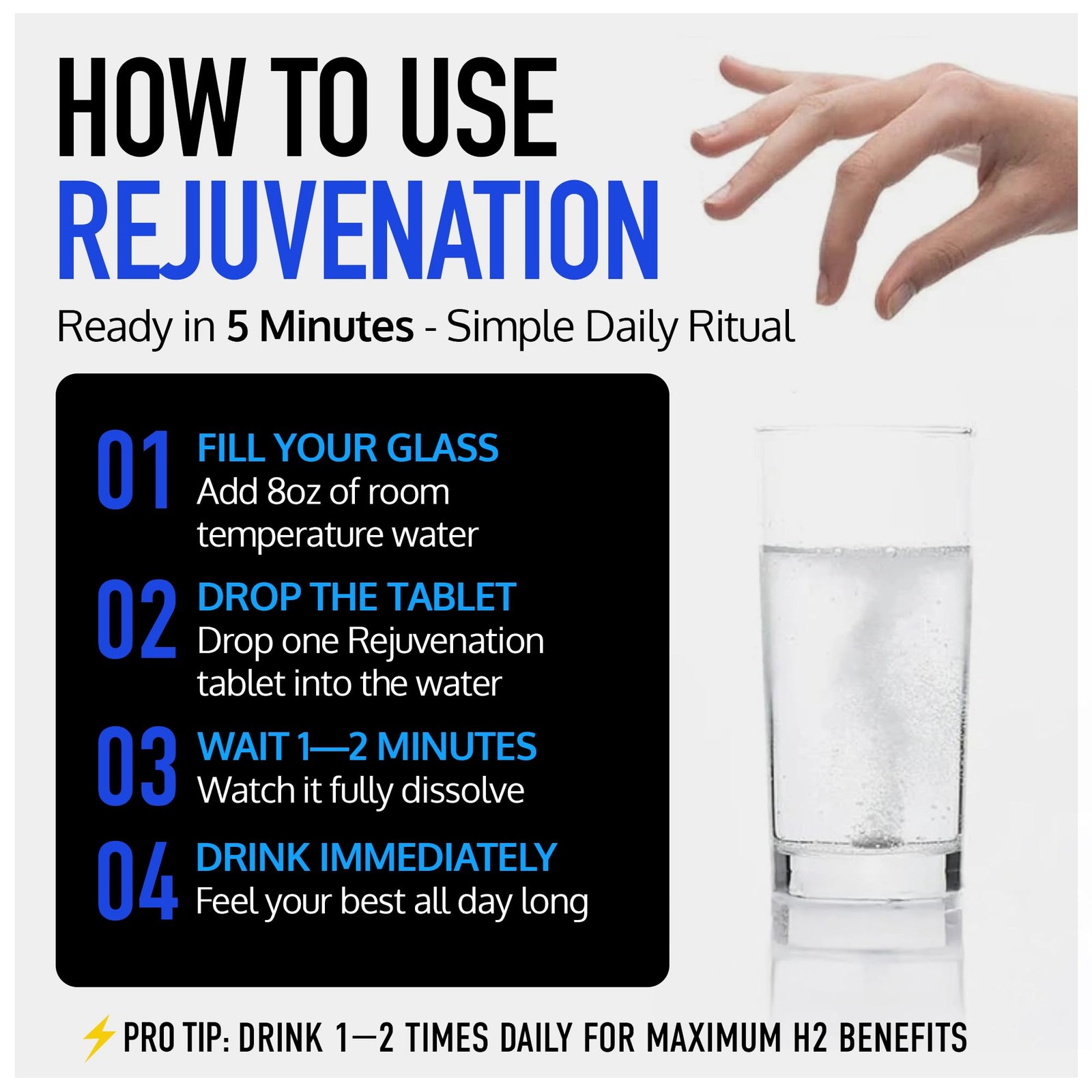 Rejuvenation Molecular Hydrogen Water Tablets: 12 ppm H2, Patented, USA Made,…