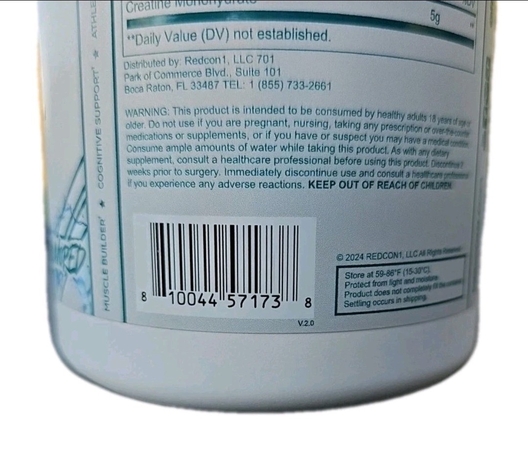 REDCON1 Creatine Monohydrate Powder – Unflavored – Size: 10.58 oz