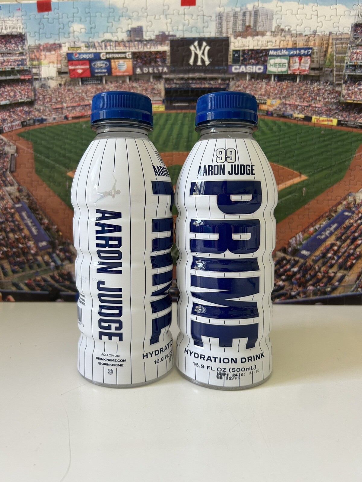 Set Of 2 NEW AARON JUDGE PRIME Hydration Drinks RARE Yankees Lmt Ed White