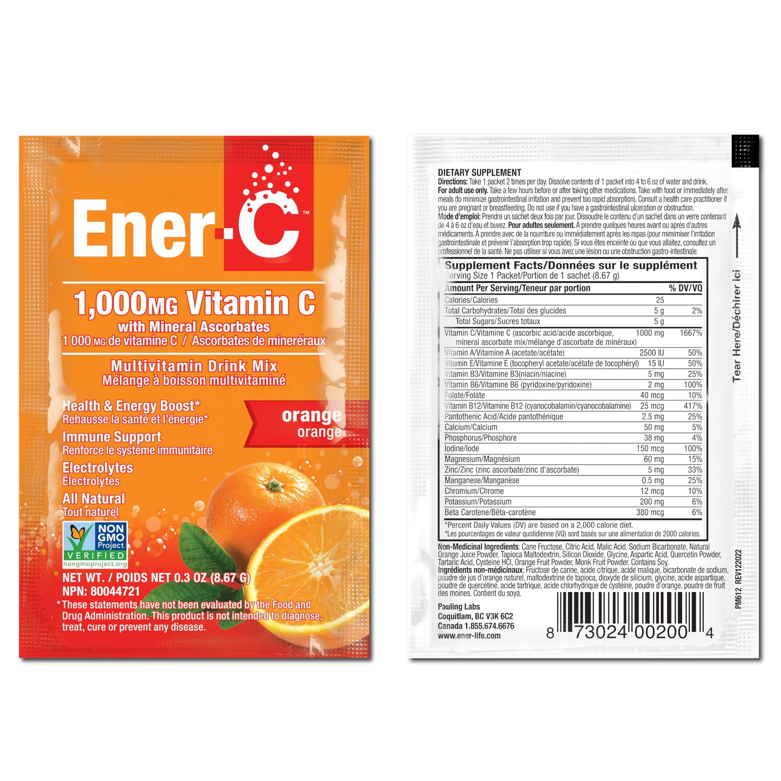 3/28 Ener-C Multivitamin Drink Mix – Vitamin Packets for Water, Electrolytes Pow