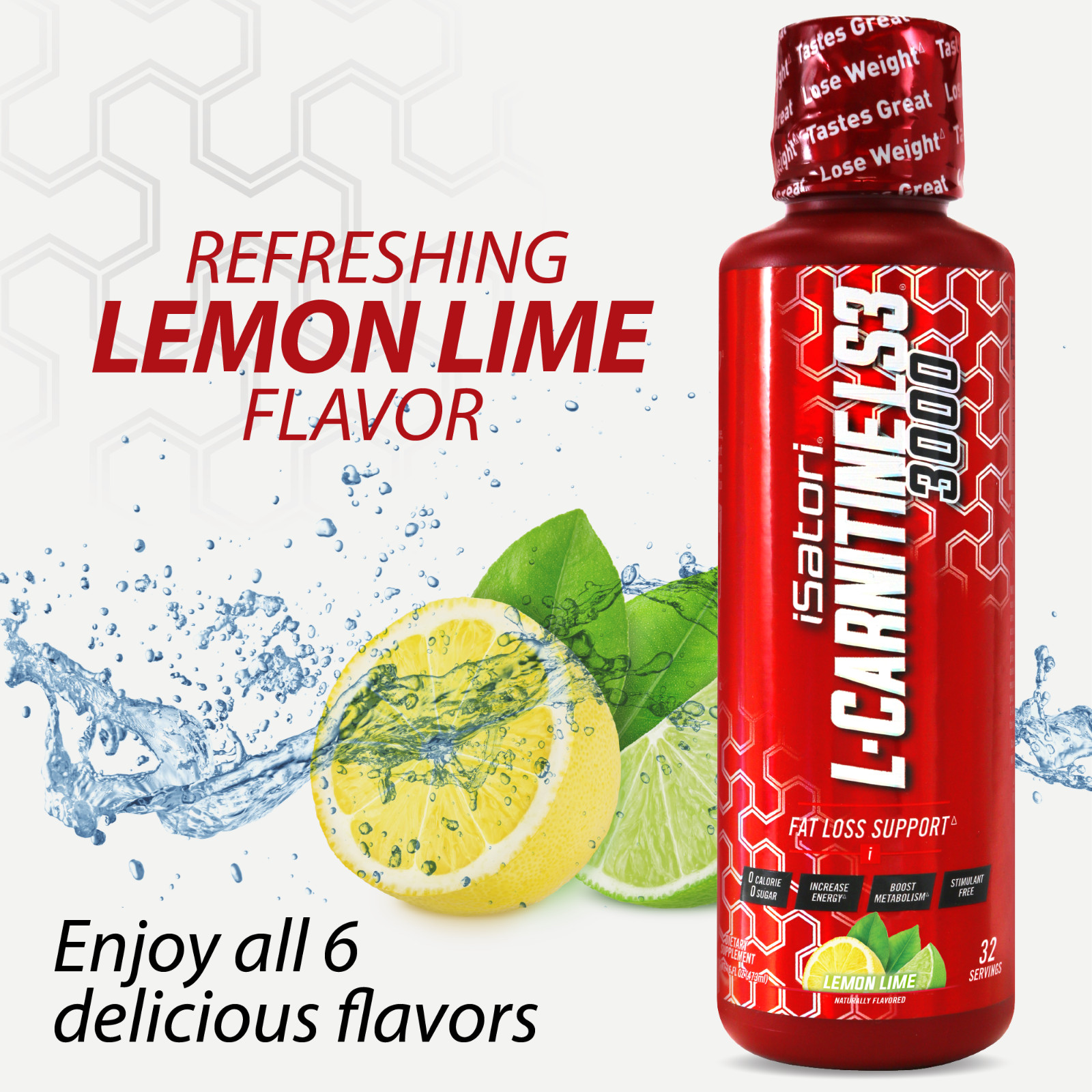L-CARNITINE LS3 3000 Fat Loss – Metabolism Activator – Lemon Lime (32 Servings)