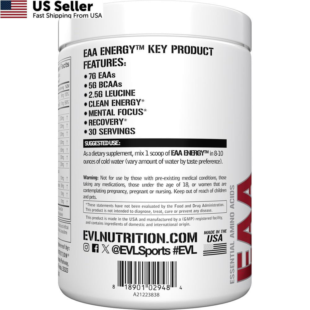 EAAs Amino Acids Powder – Energizing EAA 11.1 Ounce (Pack of 1), Multicolor