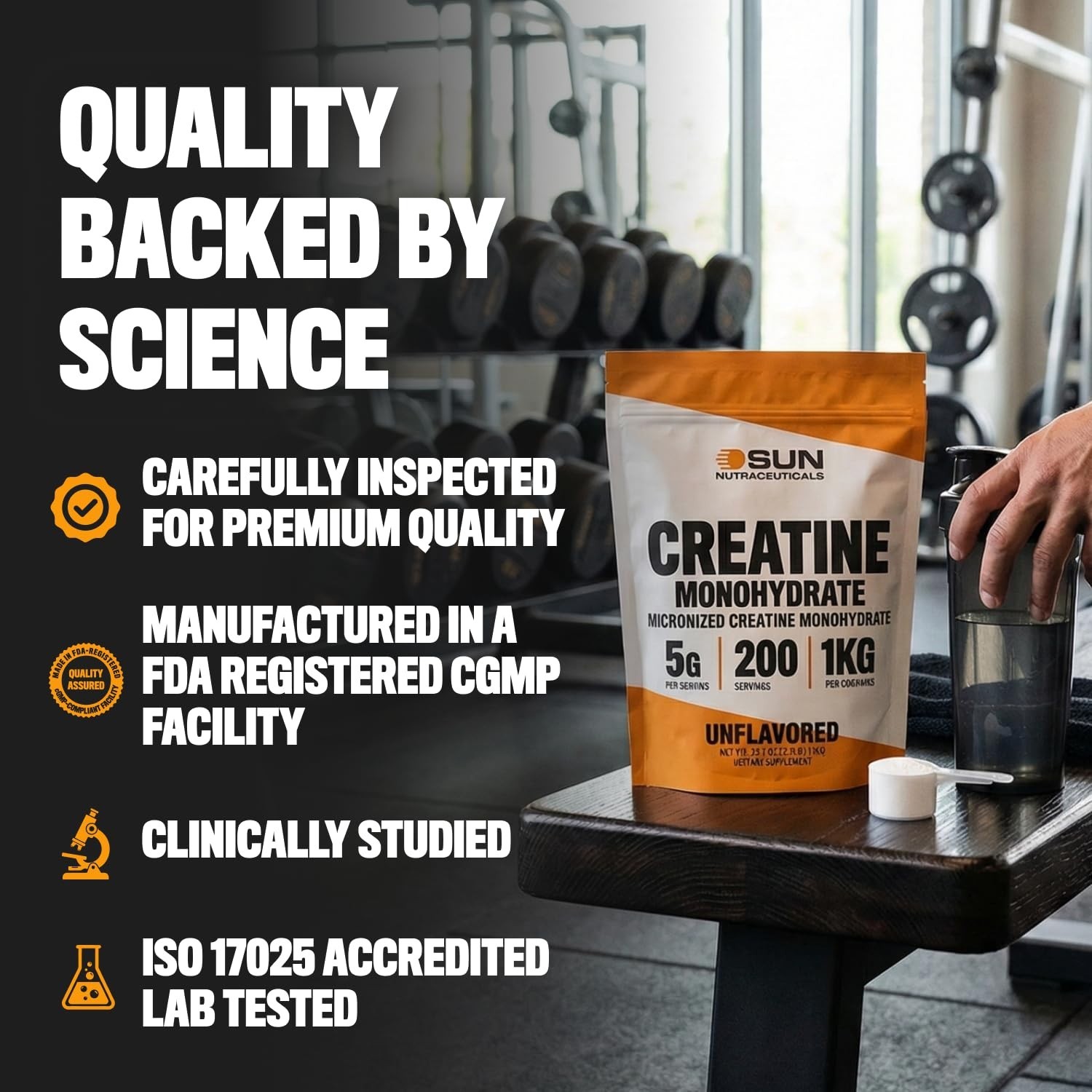 Micronized Creatine Monohydrate Powder 1kg – 200 Servings, Unflavored, Muscle St