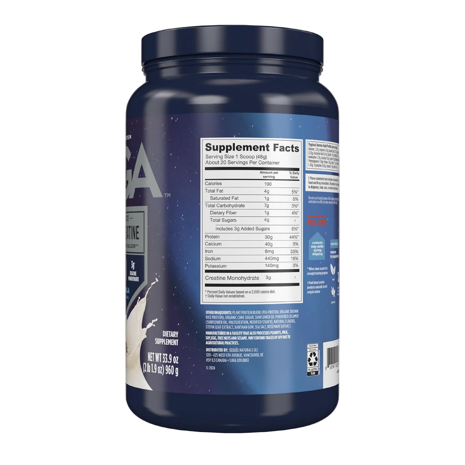 Protein Powder + Creatine Monohydrate, Vanilla, 20 Servings, 33.9Oz