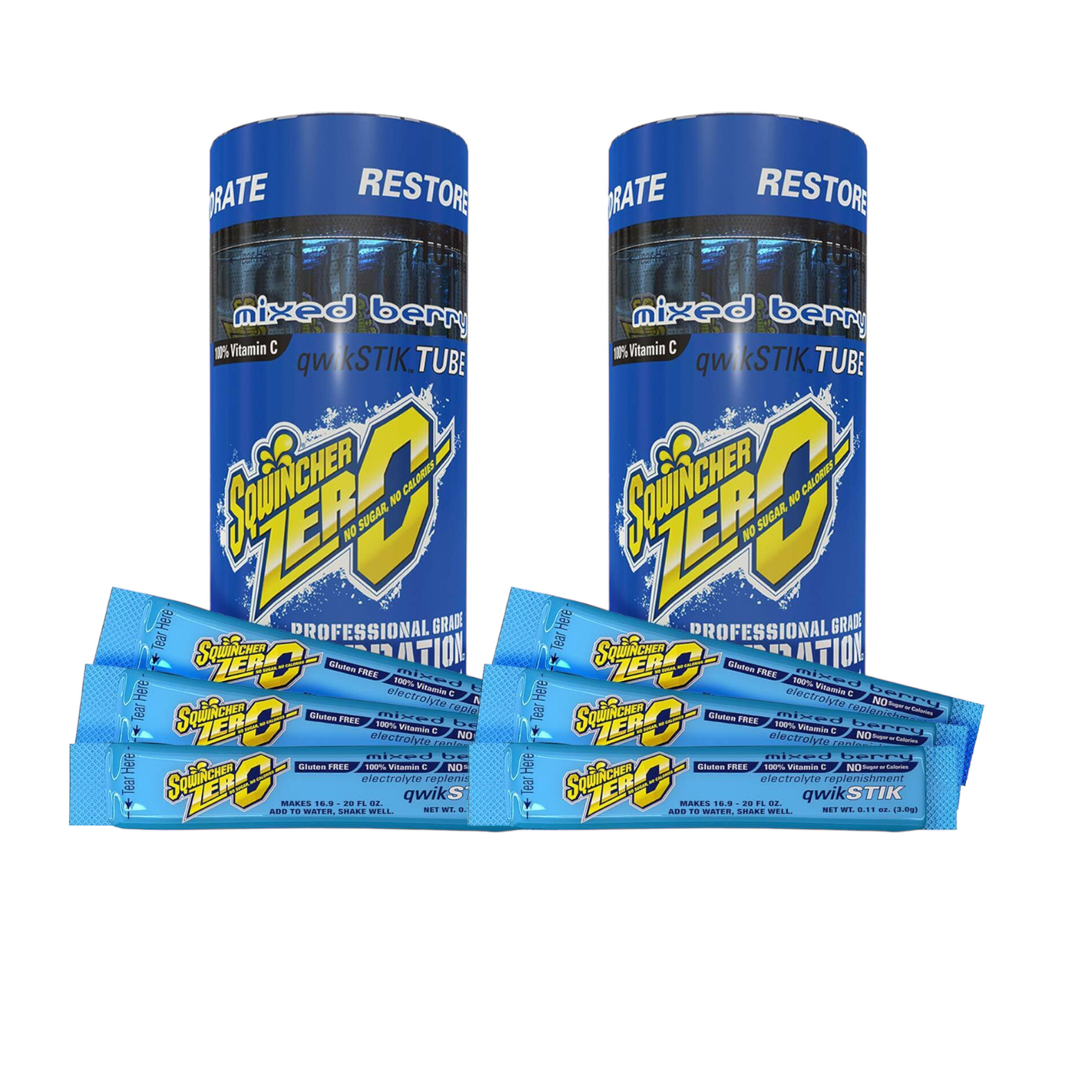 Sqwincher ZERO Sugar Free Electrolyte Powder Beverage MIXED BERRY 20 Qwik Stiks