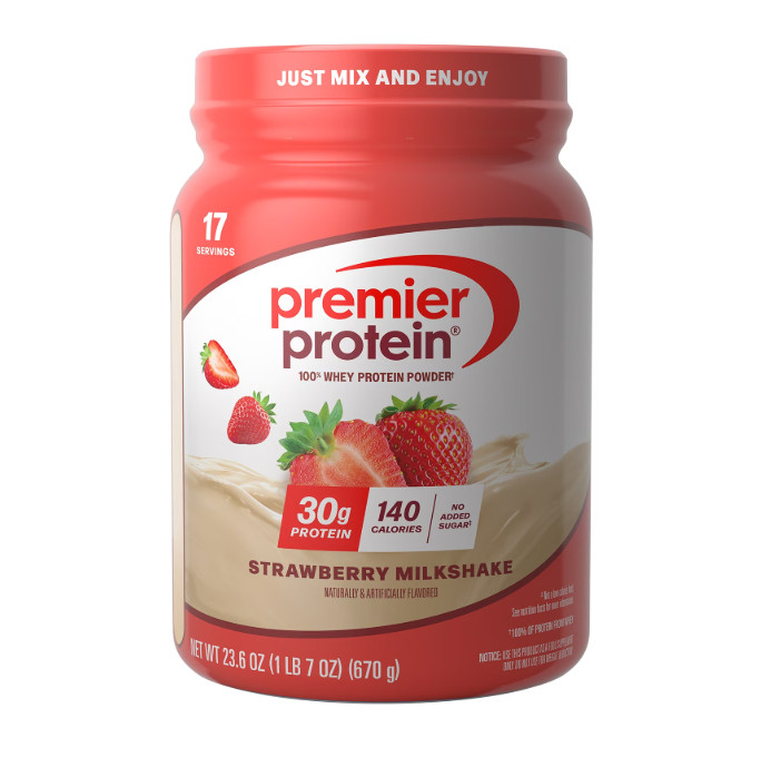 Premier Protein 100% Whey Protein Powder, Strawberry Milkshake, 30g Protein, 23.