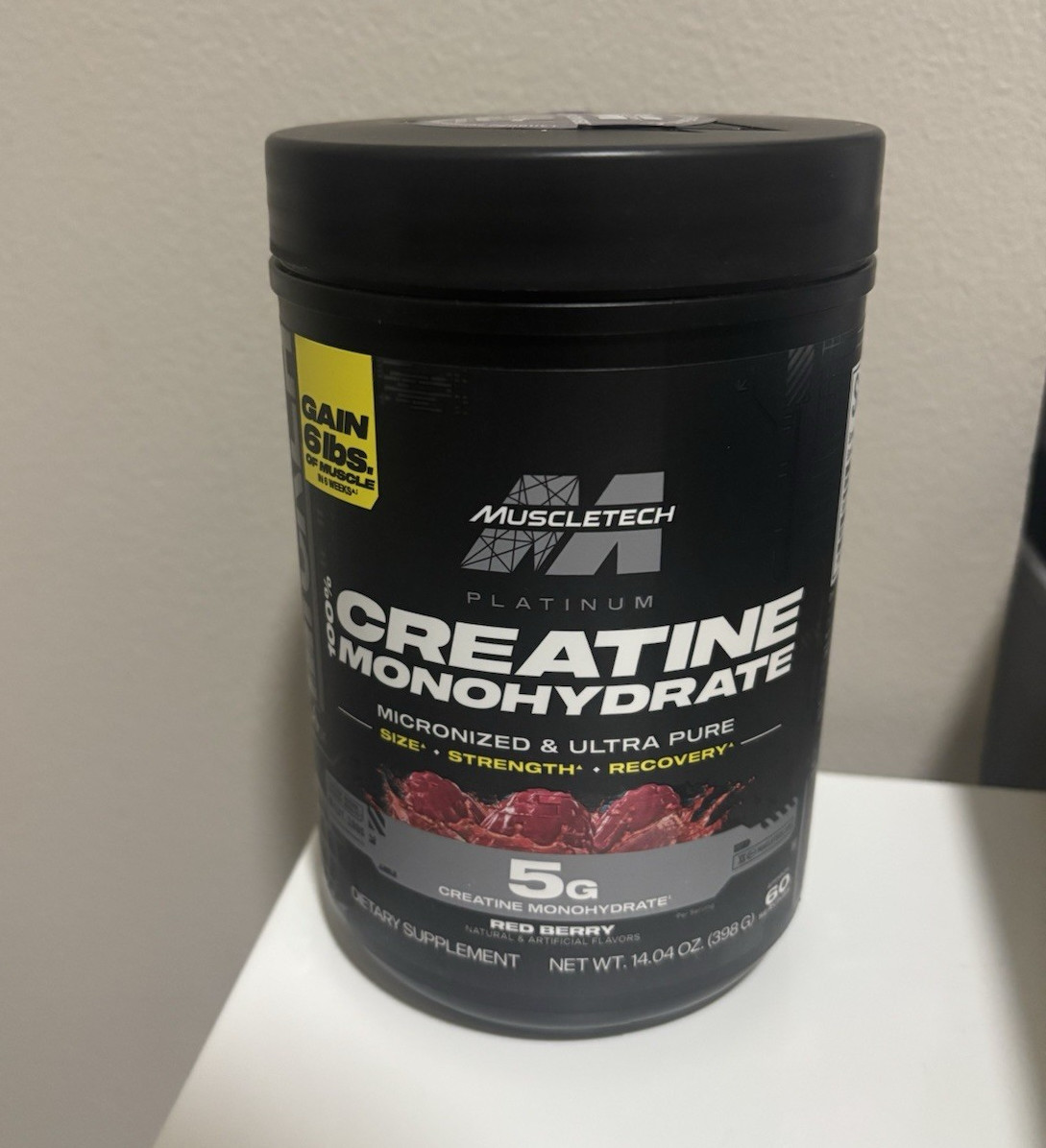 MuscleTech Platinum Micronized Creatine Monohydrate Red Berry 5g 14.08 oz