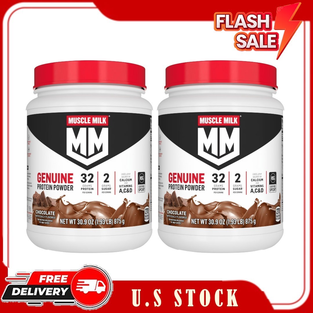 2 Pack Muscle Milk Genuine Protein Powder, Chocolate, 1.93 Pound, 12 Servings