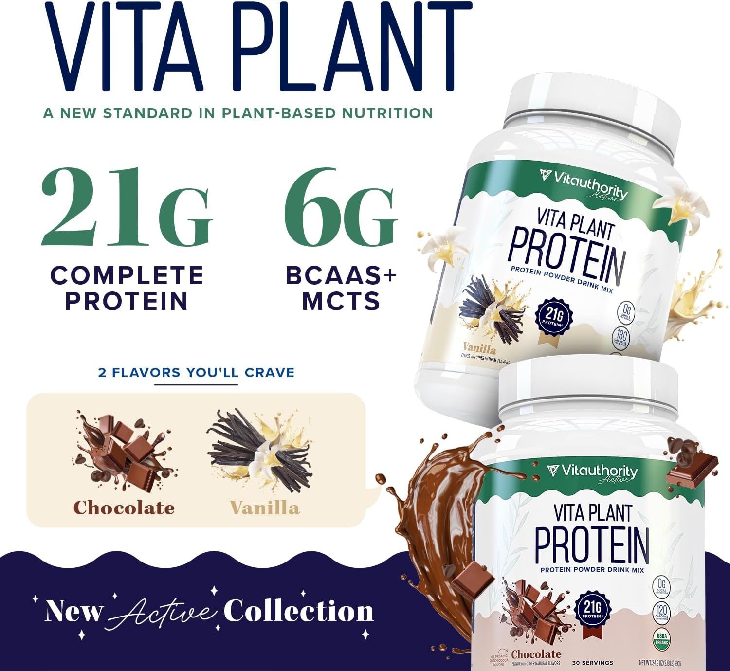 Organic Vita Plant Based Protein ~ Complete Vegan Protein Powder with BCAAs