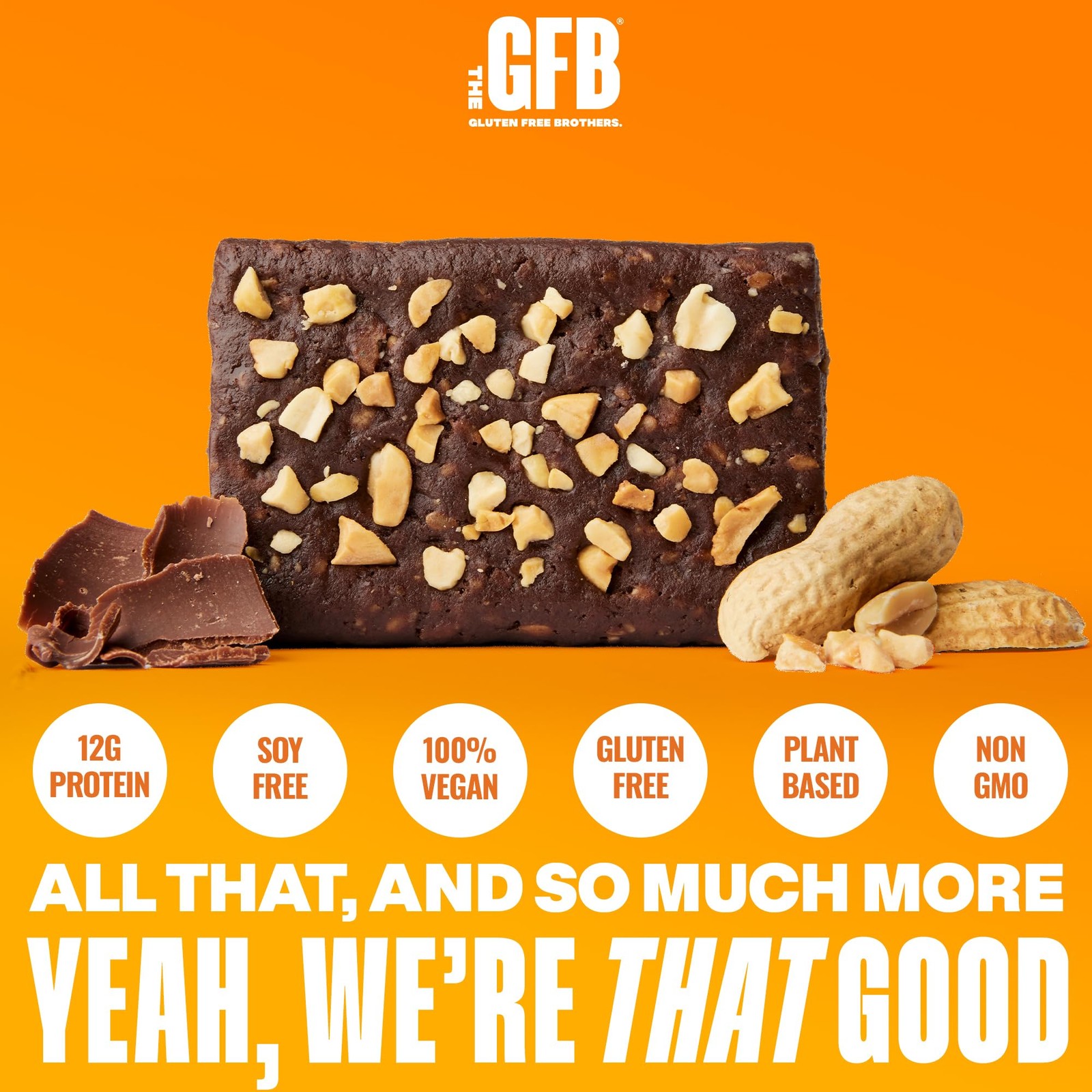 GFB Chocolate Peanut Butter Protein Bars – Gluten-Free, Plant-Based, Non-GMO