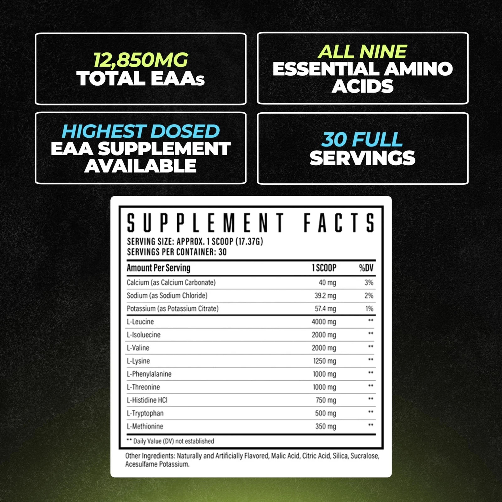 Huge EAA Supplement, Highest Dosed Essential Amino Acids Powder, 12.85g EAAs …