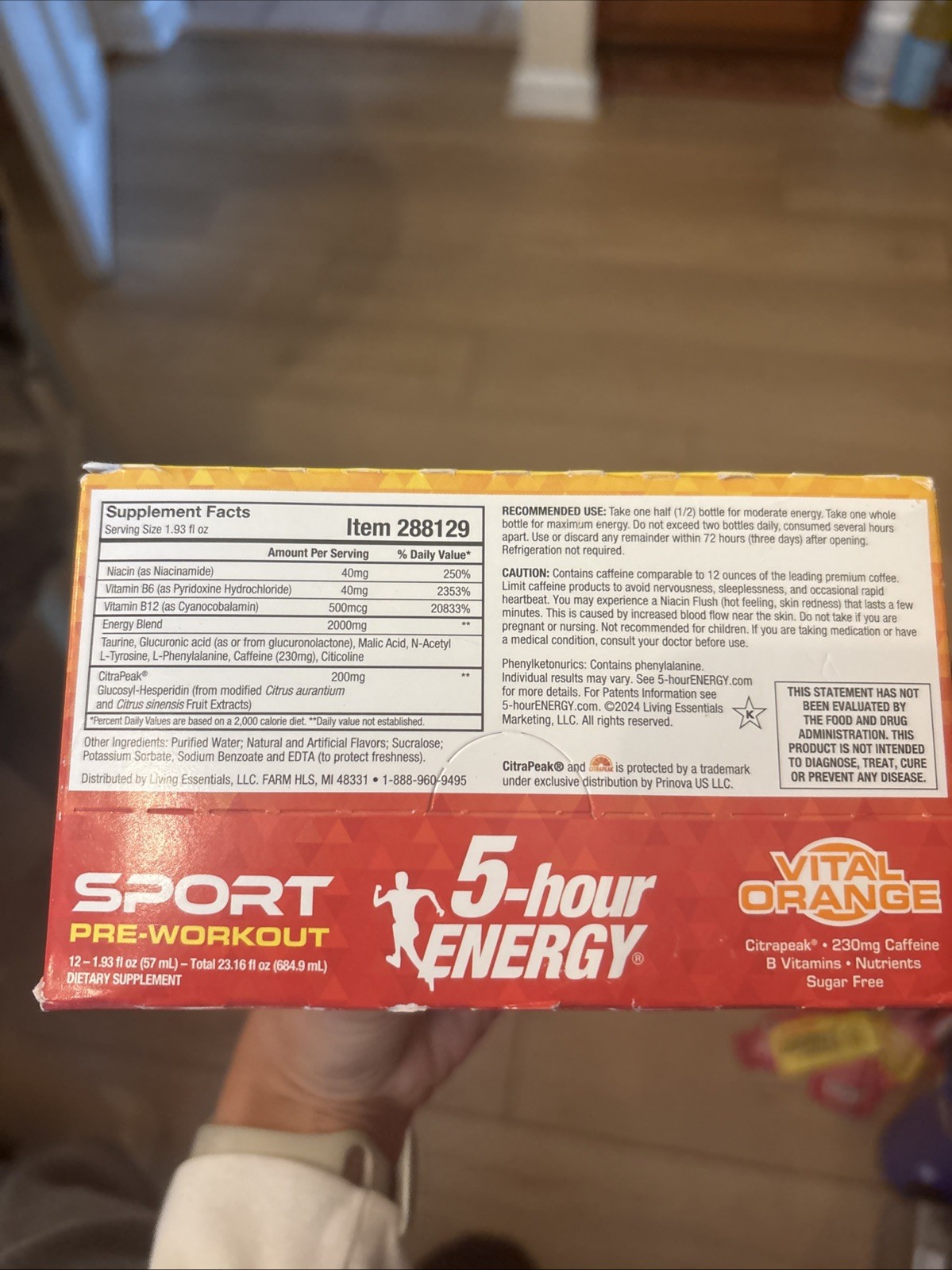 5 Hour Energy Sport Pre Workout Vital Orange 12 Pa K Fast Shipping