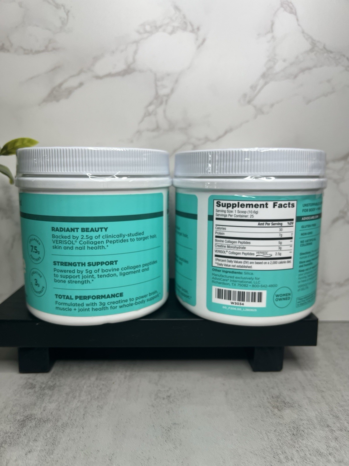 AdvoCare Collagen + Creatine Powder Unflavored TWO PACK 9.3oz 25 Serv Exp 12/26