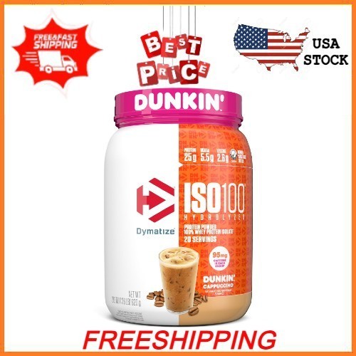 NEW Dymatize ISO100 Hydrolyzed Whey Isolate Protein Powder, Dunkin’ Cappuccino