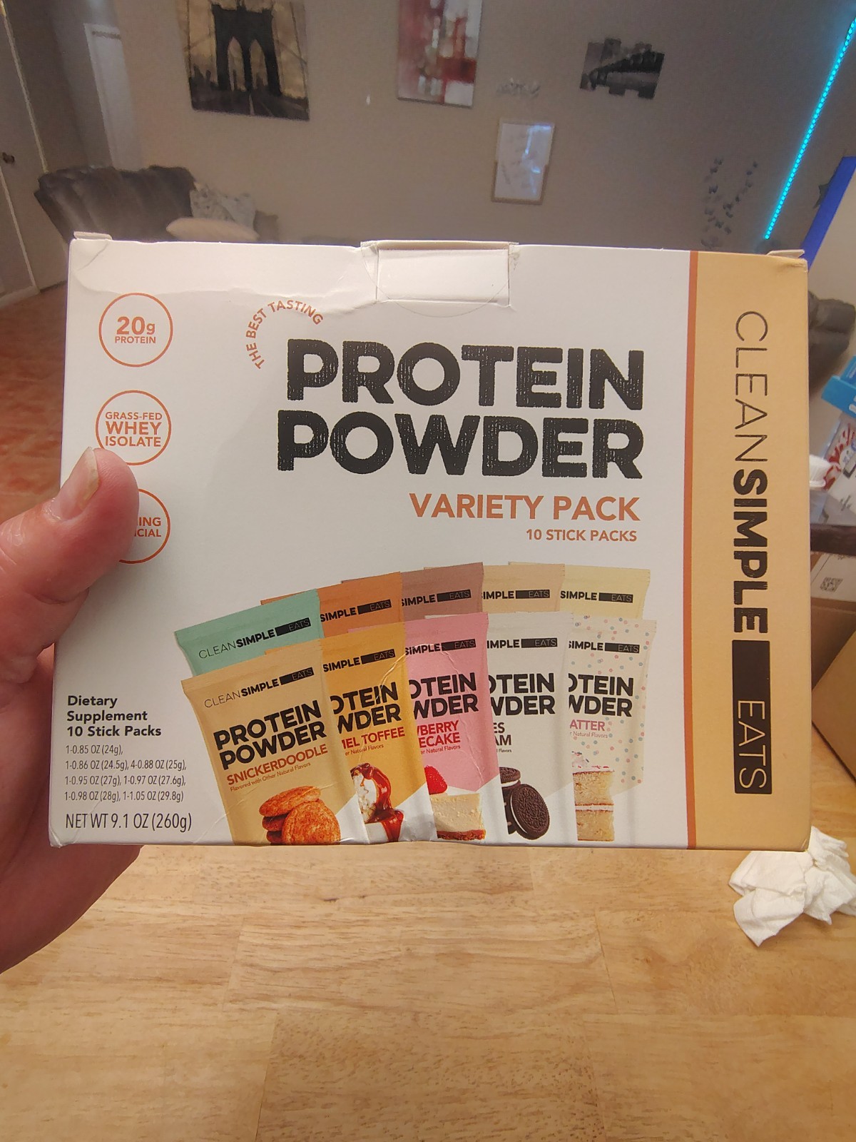 Clean Simple Eats Whey Isolate Protein Powder, Variety Pack, 10 Stick Packs20g