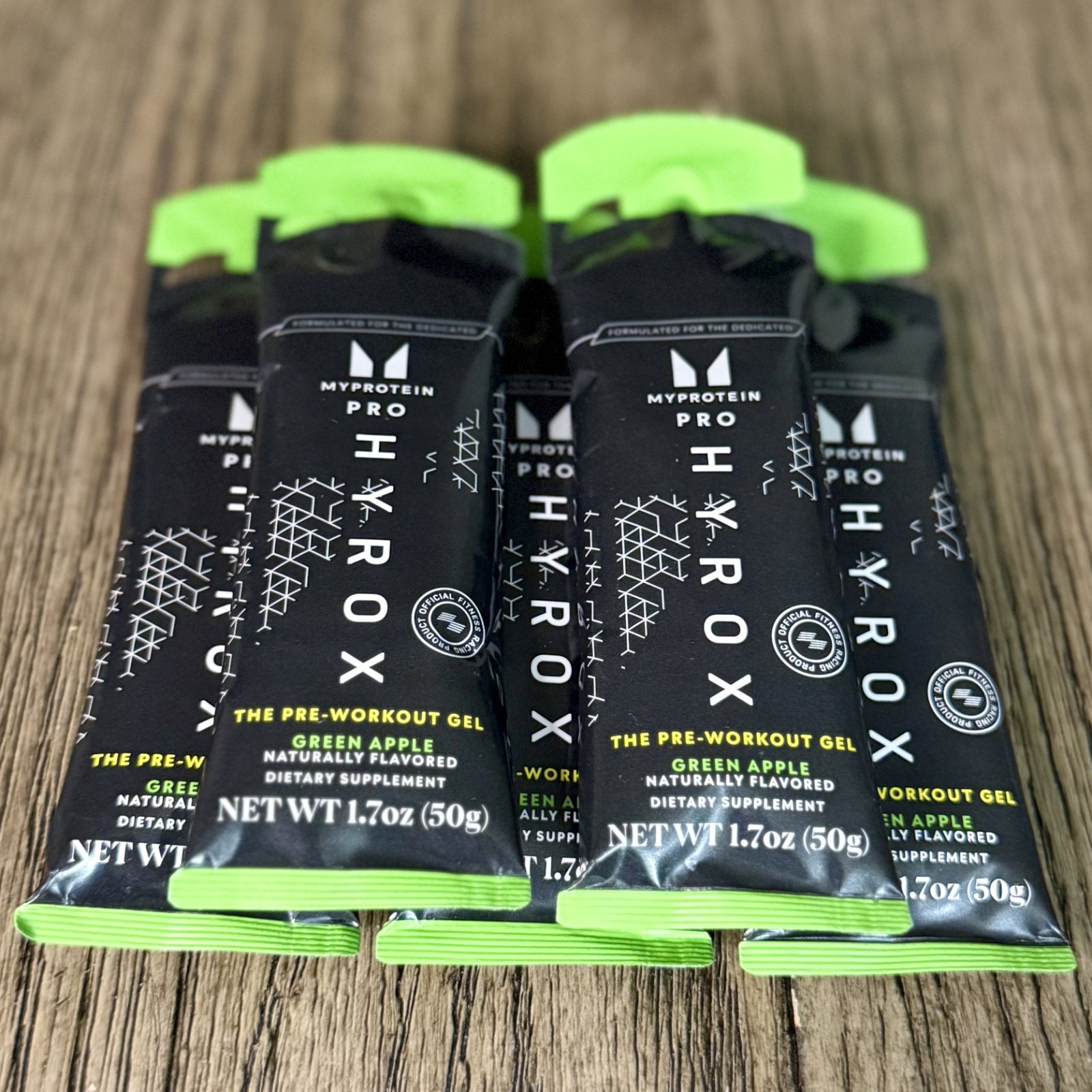 Myprotein HYROX 50g Pre Workout Gel Green Apple Lot of 5 Brand New Sealed 2026