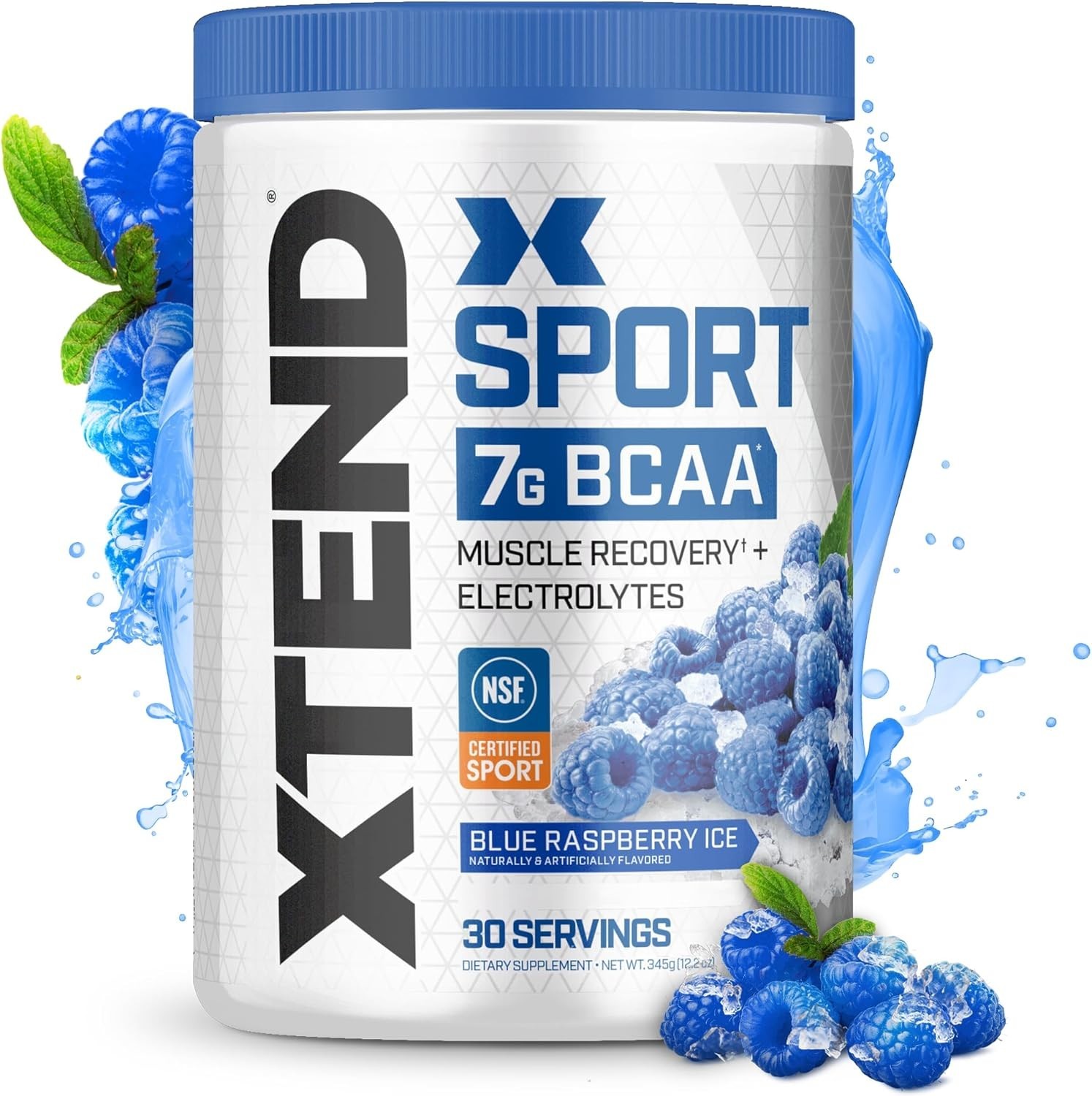 NSF Certified XTEND BCAA Powder – Blue Raspberry Ice Flavor for Muscle Growth